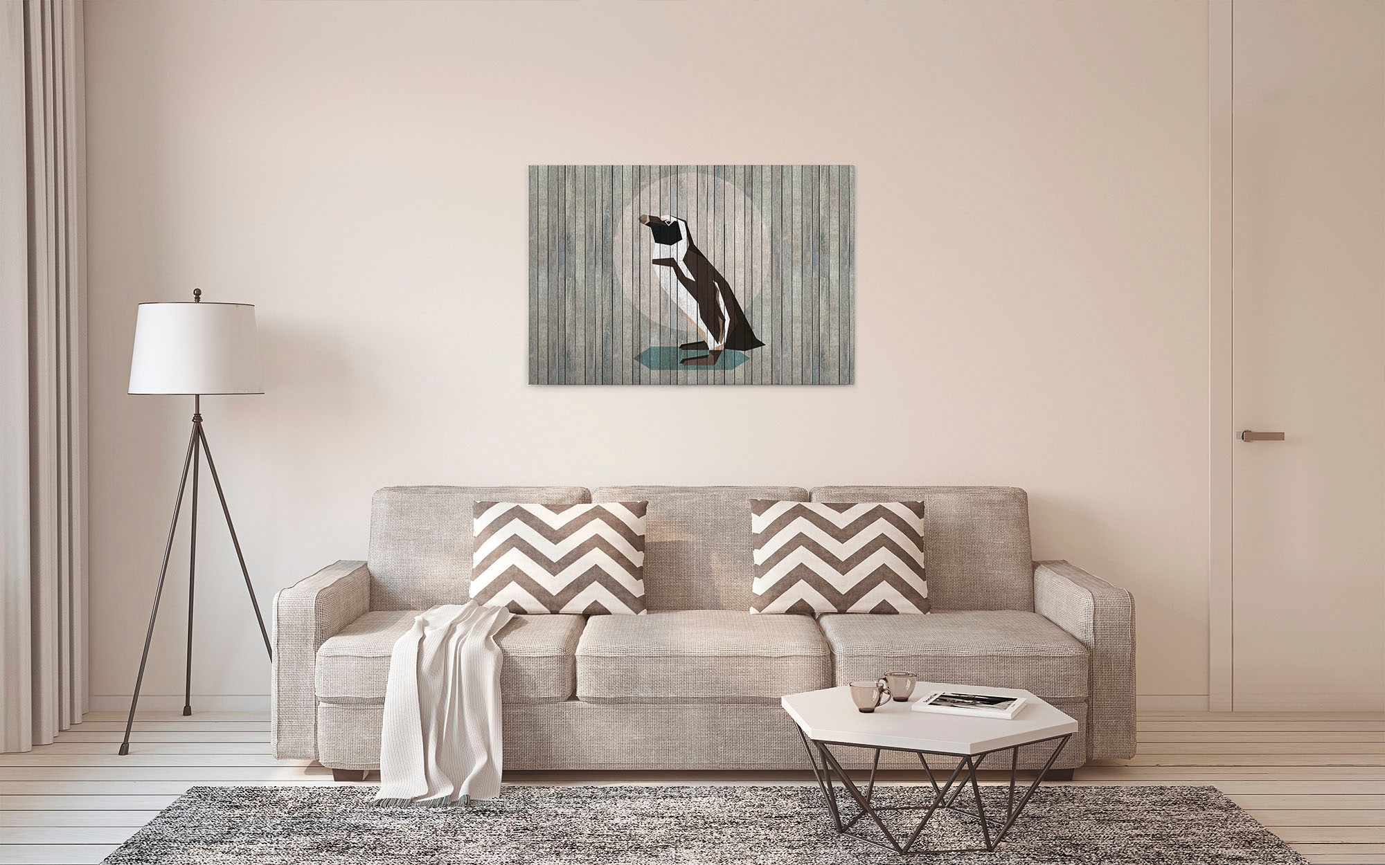 A.S. Création Leinwandbild »born to be wild 4«, Kunst-Tiere-Kinder, (1 St.), Keilrahmen Holzoptik Pinguin Tiere Leinwand-Bild Wohnzimmer modern