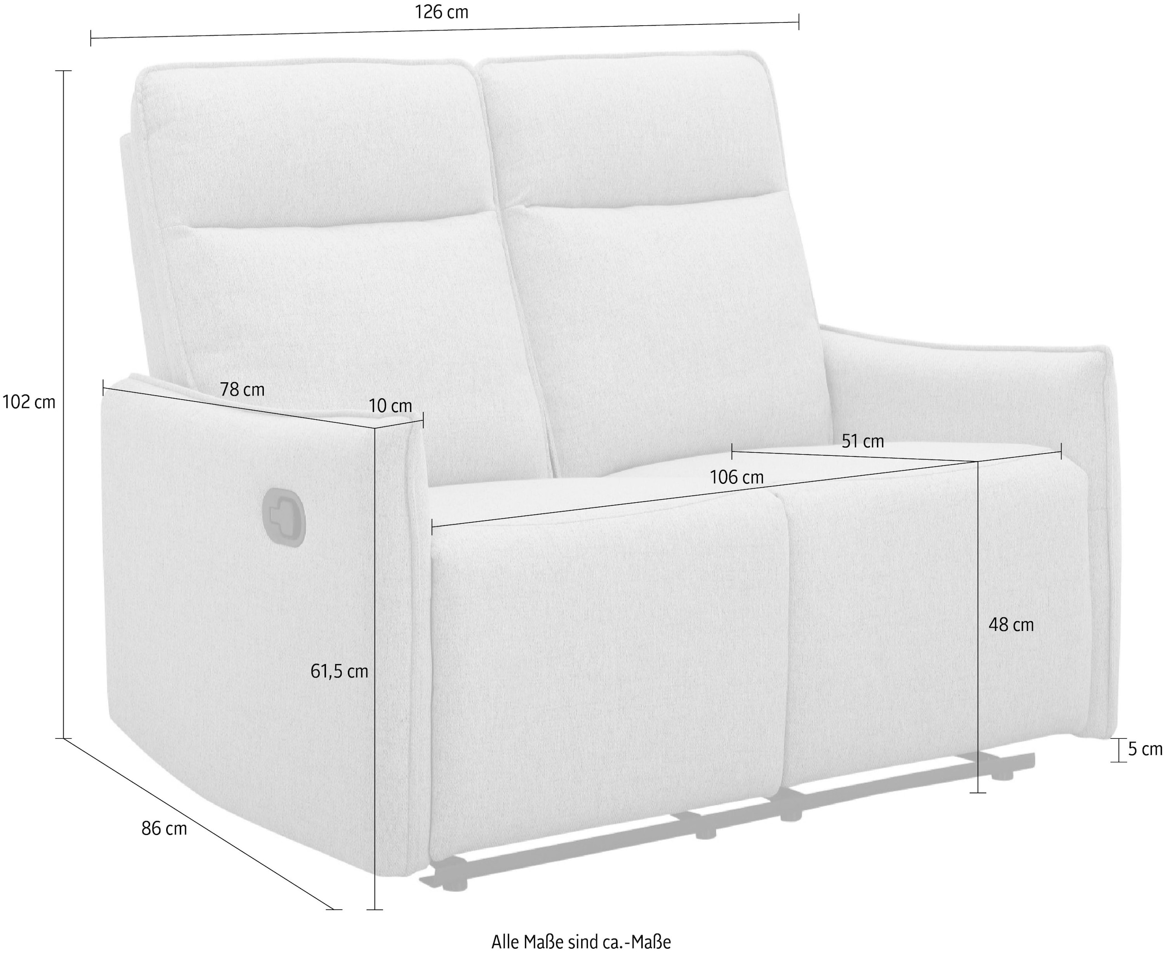 Dorel Home 2-Sitzer »Lugo, Kinosofa mit Reclinerfunktion in Kunstleder und Webstoff«, mit manueller Relaxfunktion in beiden Sitzen