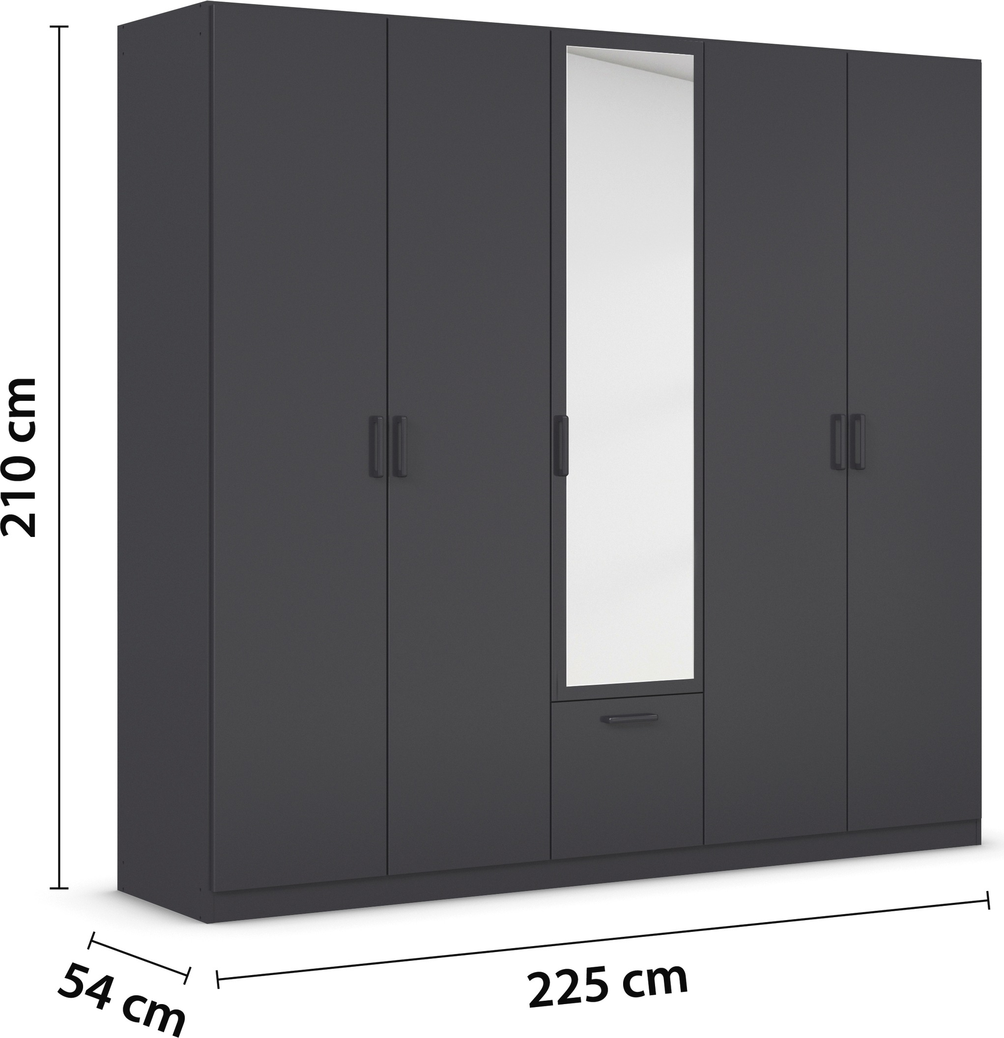 rauch Drehtürenschrank »Kleiderschrank Schrank Garderobe Wäscheschrank BARI mit Spiegel«, mit Schubasten mittig, moderner Griff in Graumetallic MADE IN GERMANY