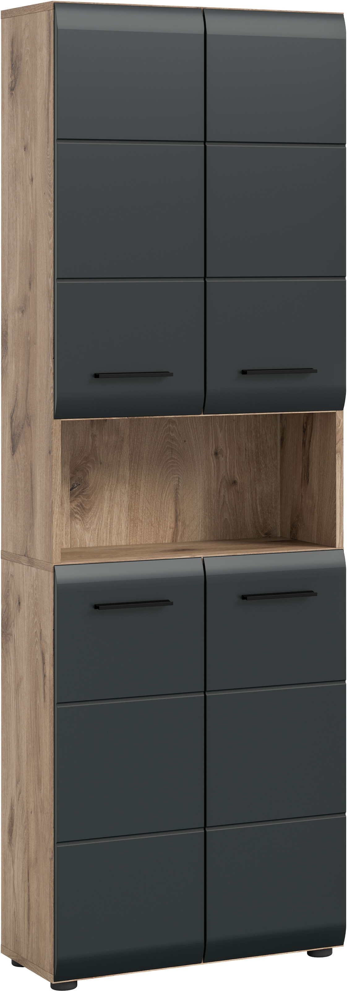 INOSIGN Stauraumschrank »FLORENZ, TOPSELLER!, Höhe 185 cm, 4 Türen, 4 Fachböden, 1 offenes Fach« TOPSELLER!,  hochwertige MDF Front, Griff schwarz