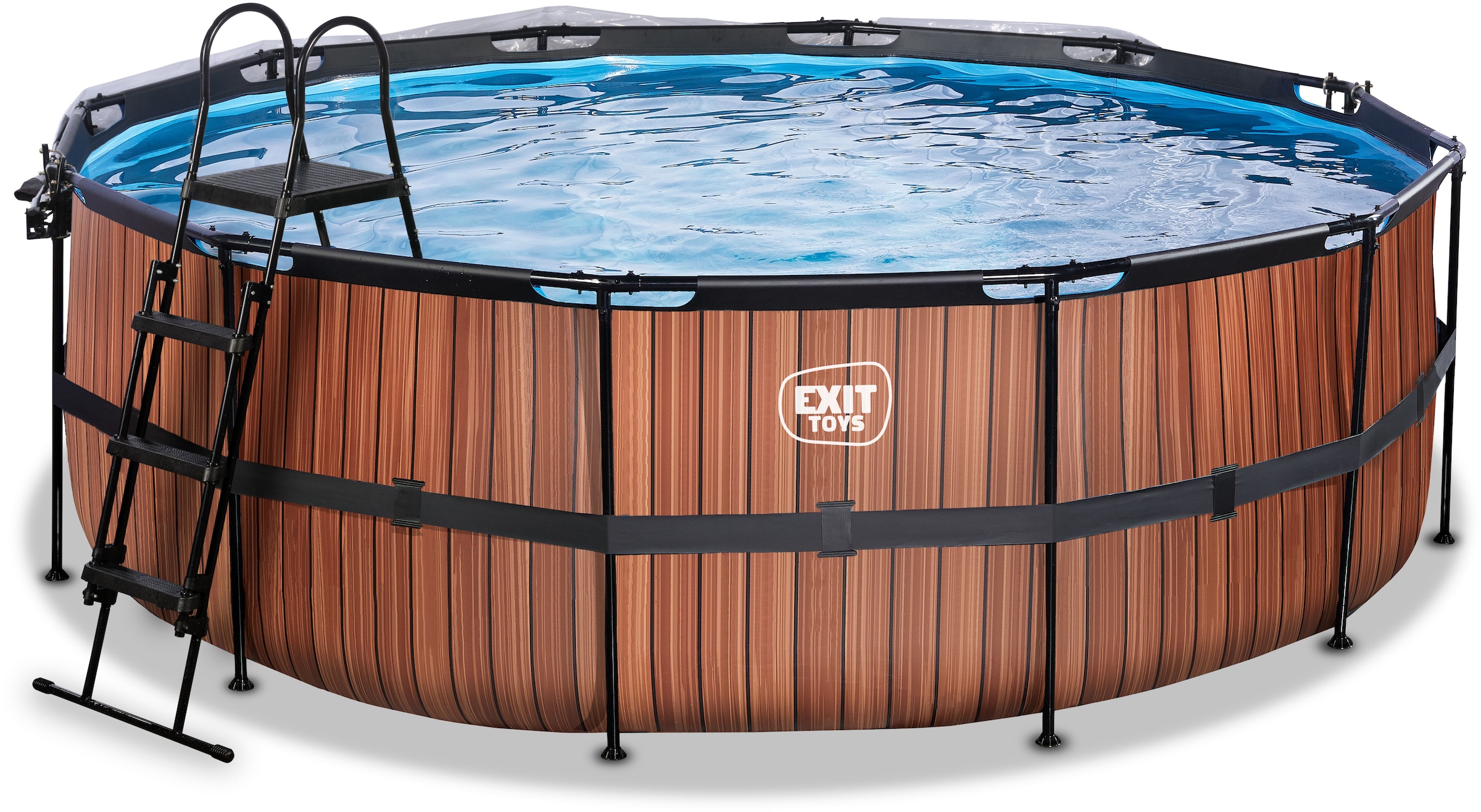 EXIT Framepool »inkl. multifunktionaler Poolabdeckung«, (Set, 4 tlg.), ØxH: 427x122 cm, mit Sandfilteranlage und Sicherheitsleiter
