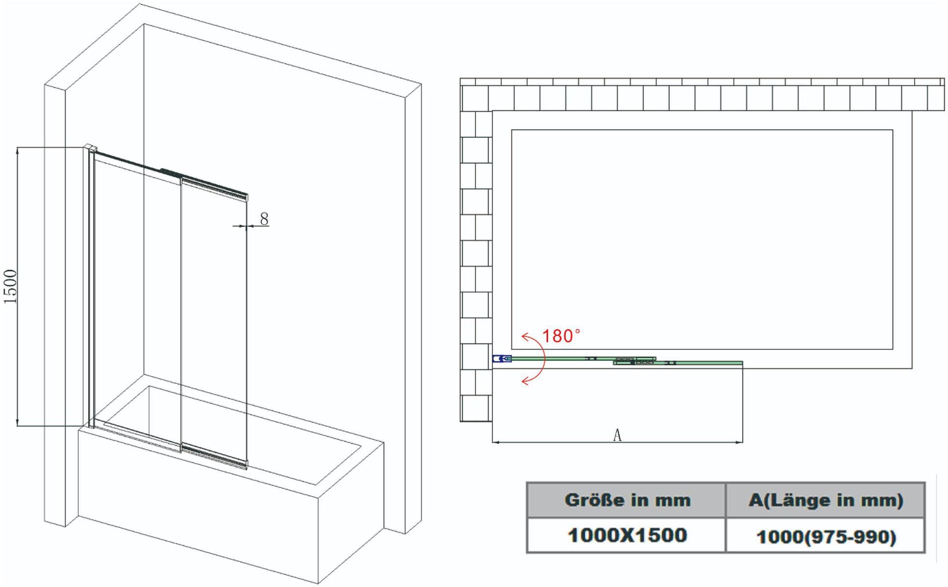 welltime Badewannenaufsatz »Slider« 2 Stk. tlg. Duschwand zum Zusammenschieben UND an die Wand klappen!