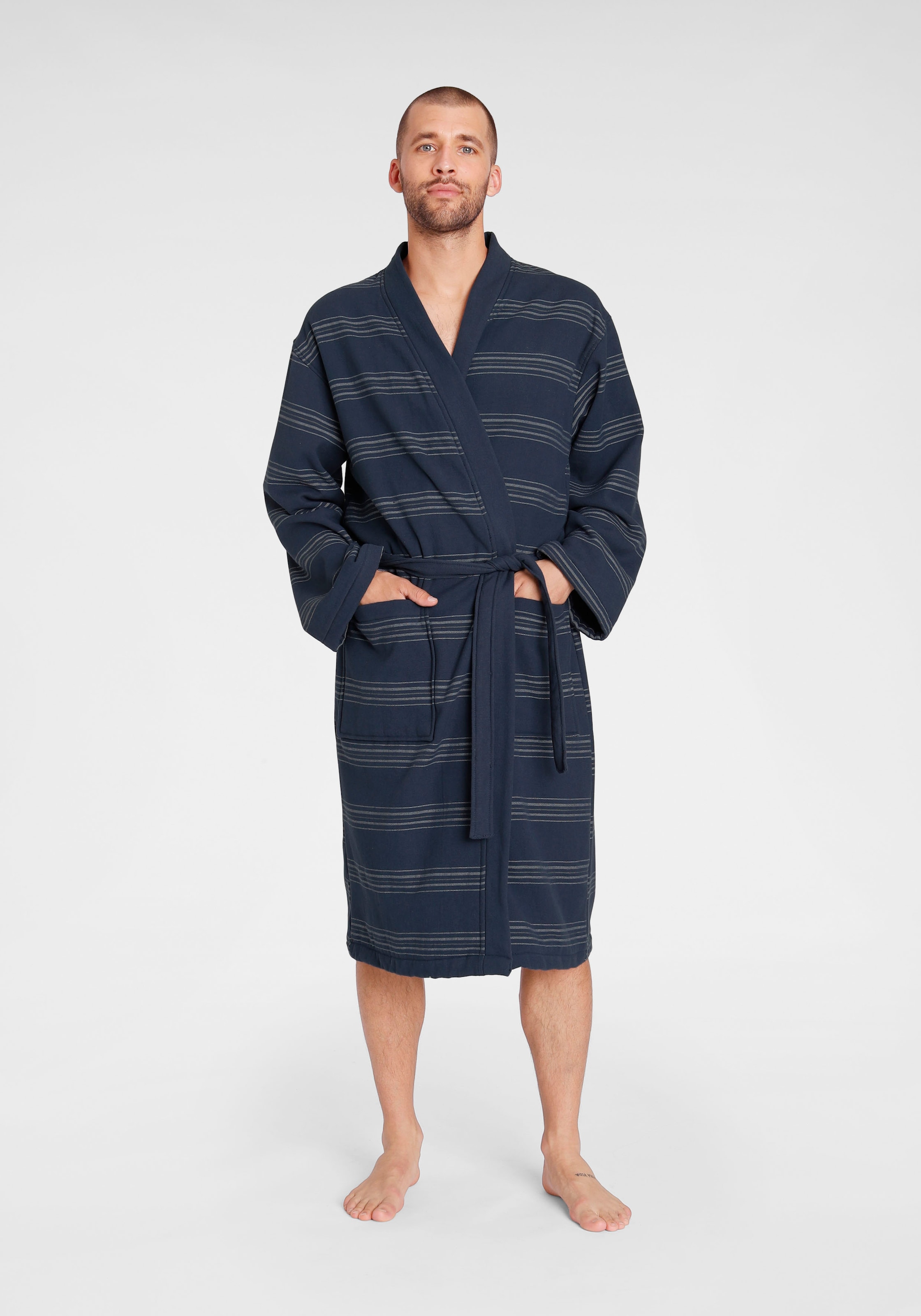 TOM TAILOR Unisex-Bademantel »Wellness Kimono«, Herren, & Kimono-Style, Damen gestreift für im