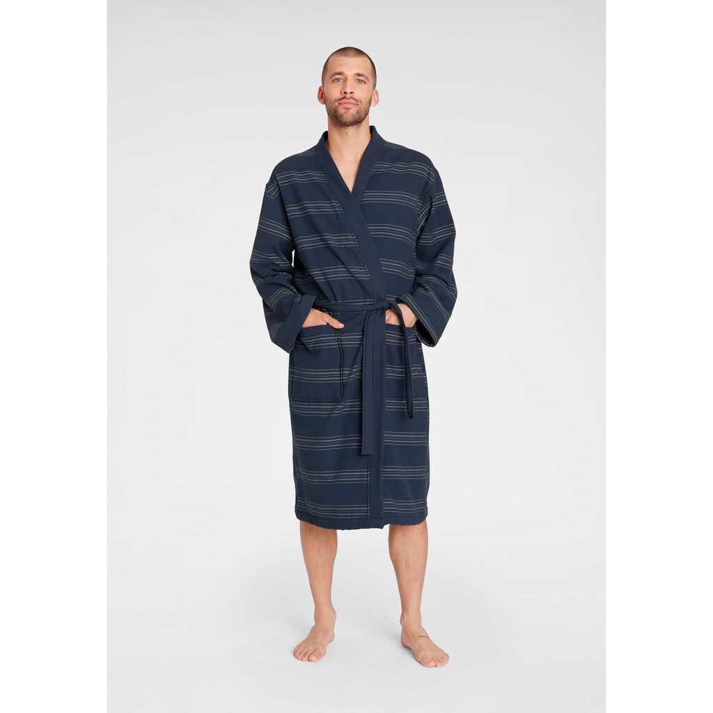 TOM TAILOR HOME Unisex-Bademantel »Wellness Kimono«, (1 St.), für Damen & Herren, im Kimono-Style, gestreift