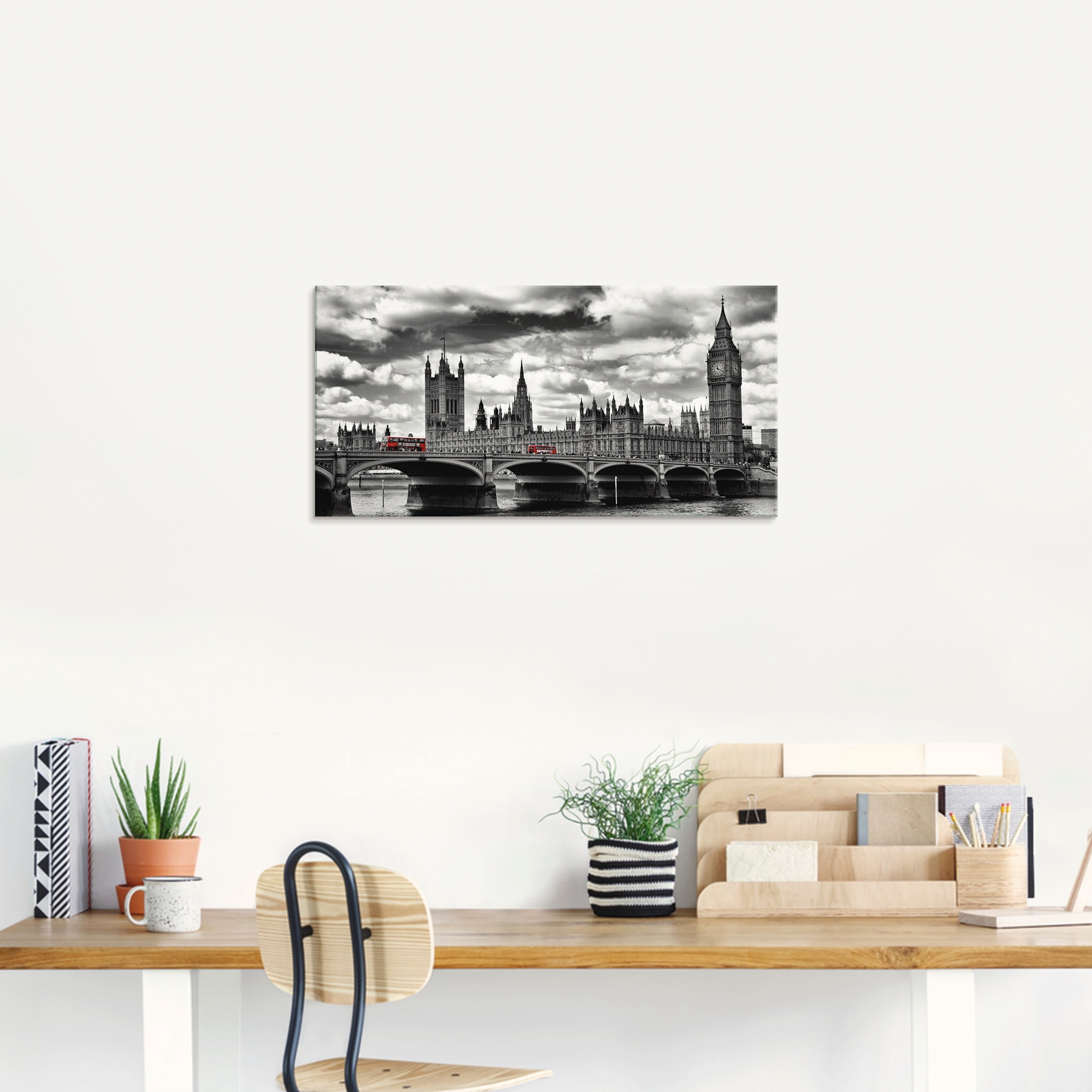 Artland Glasbild »London Westminster Bridge & Red Buses«, Großbritannien, (1 St.), in verschiedenen Größen
