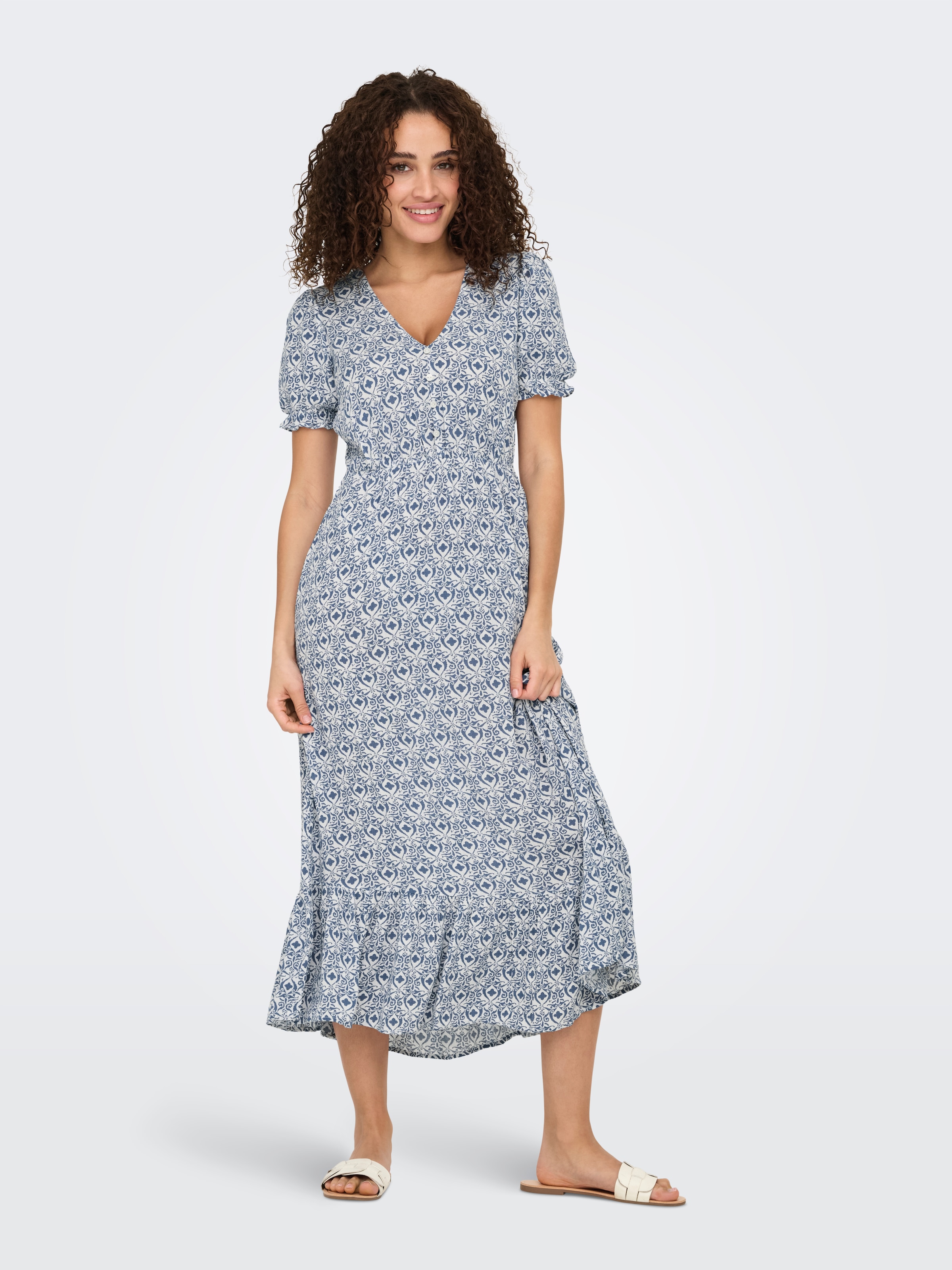 ONLY Maxikleid »ONLCHIANTI S/S LONG DRESS WVN NOOS« Viskose, regular fit