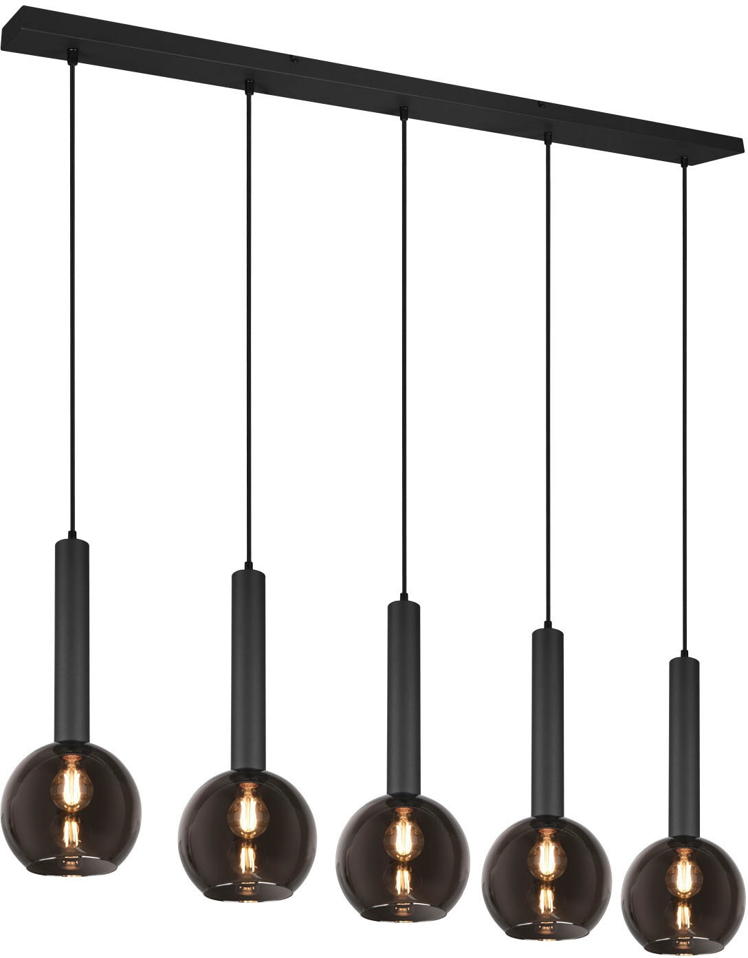 TRIO Leuchten Pendelleuchte »Clayton«, 5 flammig, Leuchtmittel E27 | ohne Leuchtmittel, Hängelampe höhenverstellbar bis 150cm, Glas rauchfarbig, exkl 5xE27