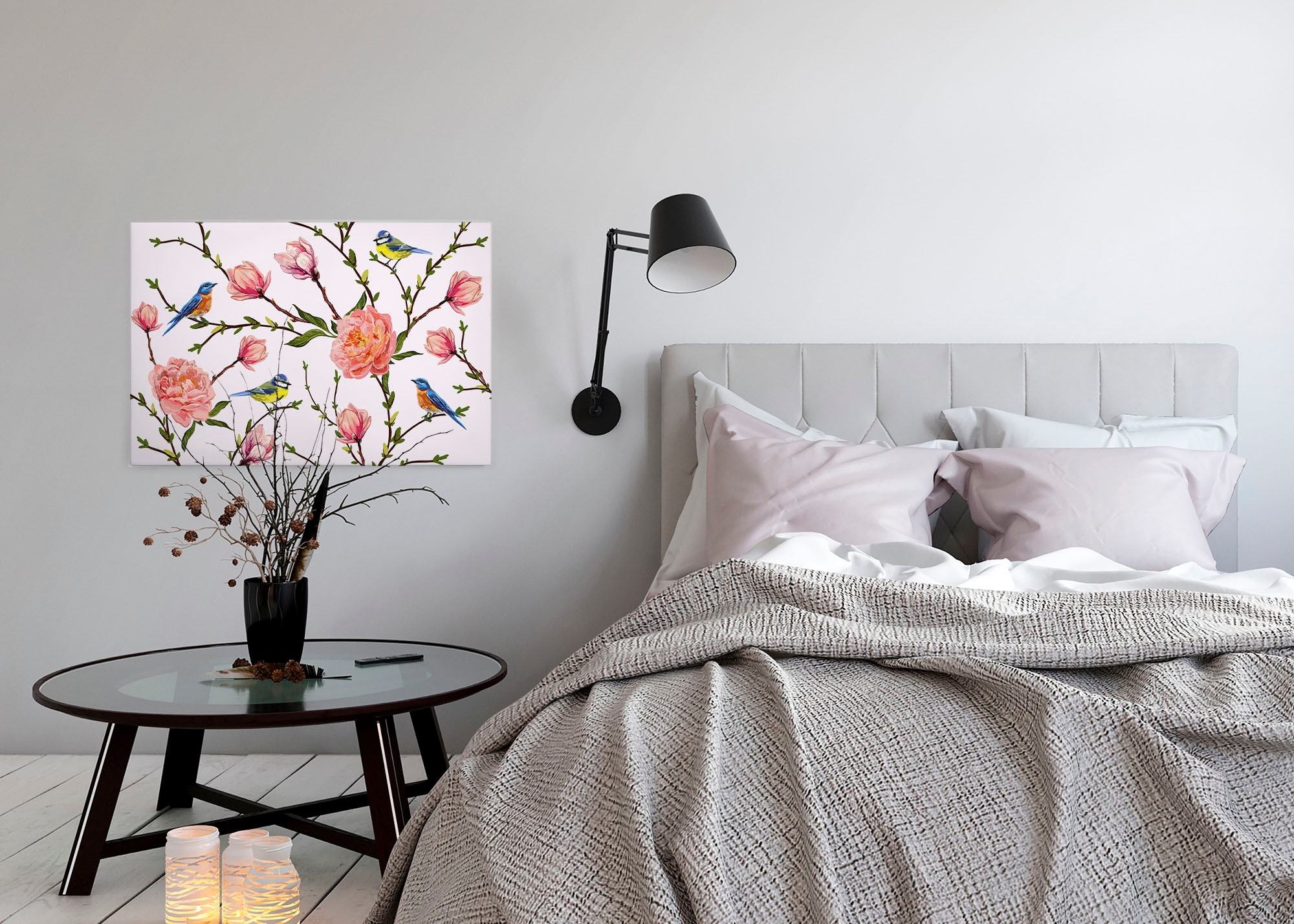 A.S. Création Leinwandbild »Little Birds«, Kunst-Blumen-Kinder, (1 St.), Landhaus Keilrahmen Blumen Rosen Blümchen Leinwand-Bild Wohnzimmer