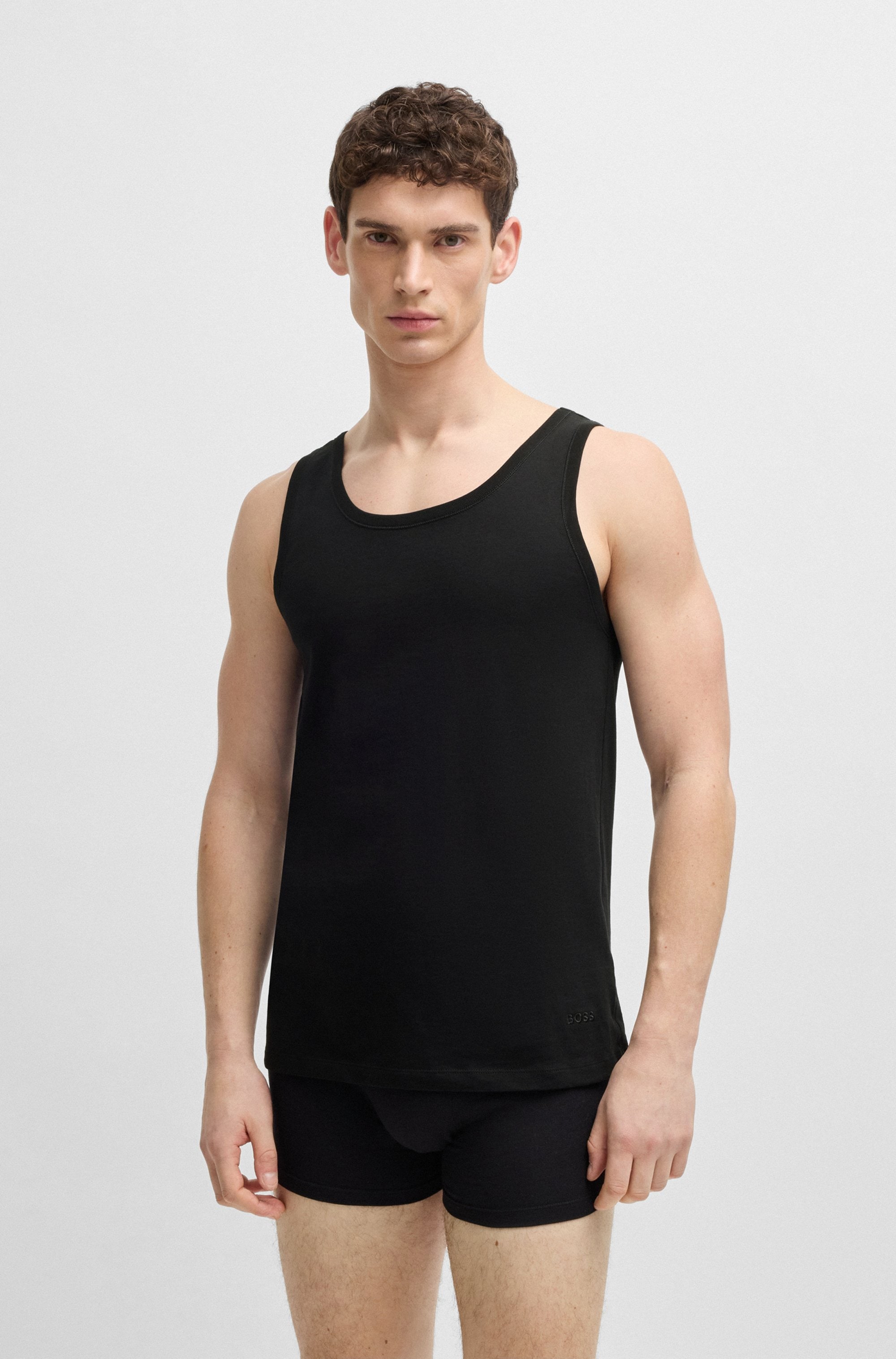BOSS Unterhemd »Tank Top 3P CO«, (Packung, 3 St.), mit Rippbündchen