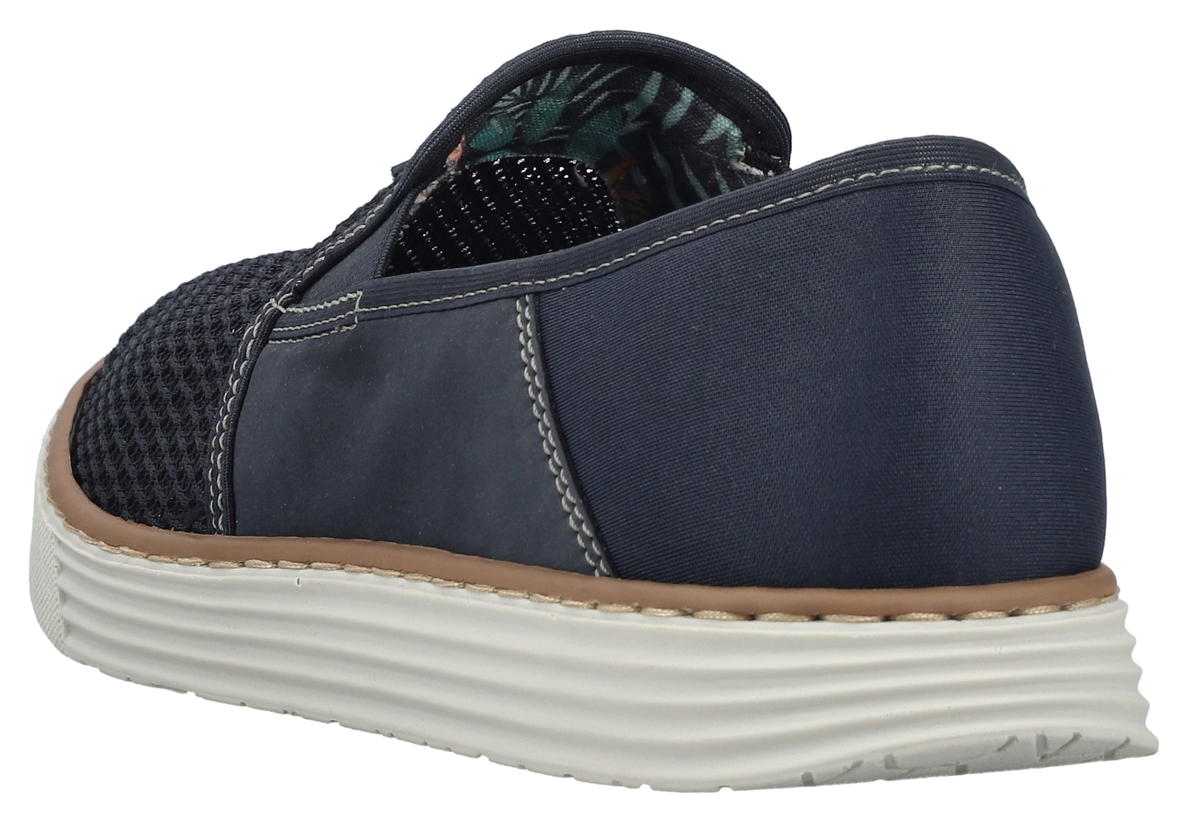 Rieker Slipper, Espadrilles, Sommerschuh mit kontrastfarbenen Ziernähten