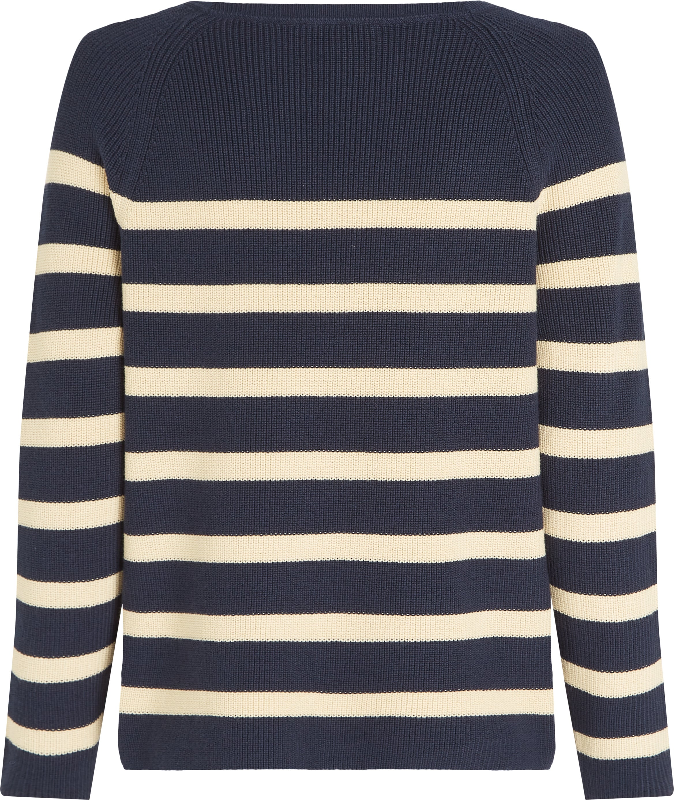 Tommy Hilfiger Strickpullover »CO CARDI FINE GG LS BOAT-NK SWT«, mit Raglanärmel, Logostickerei