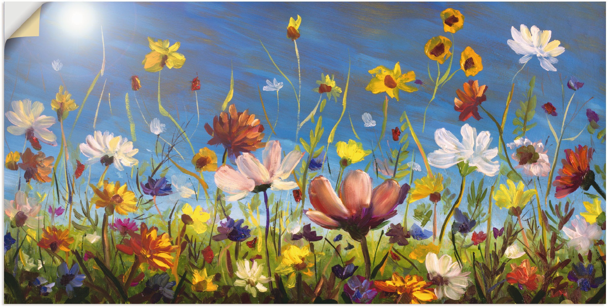 Artland Wandbild »Wildblumenwiese blauer Himmel«, Blumenwiese, (1 St.), als günstig online kaufen