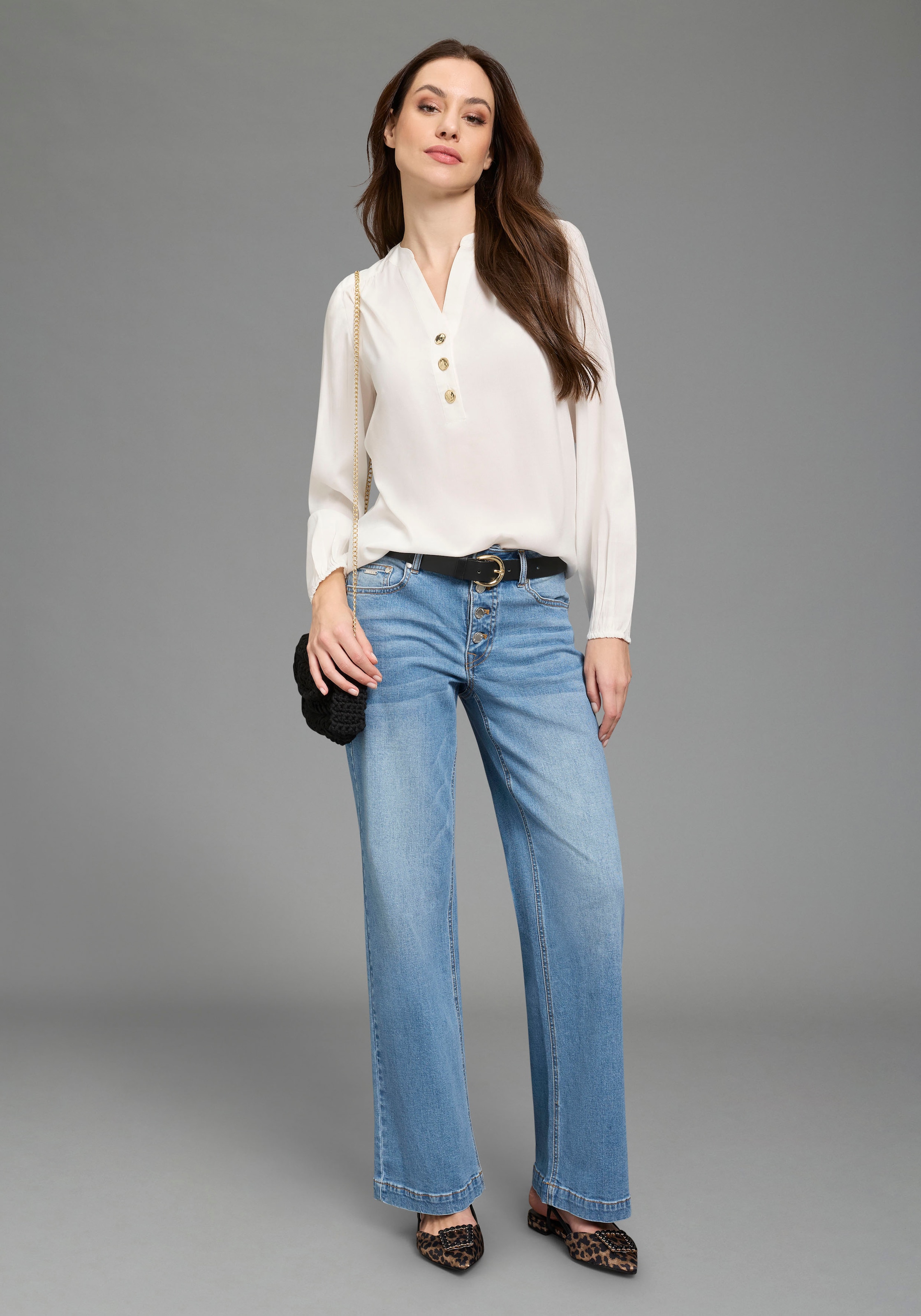Bruno Banani Weite Jeans mit Elasthan-Anteil, aus Baumwollmaterial
