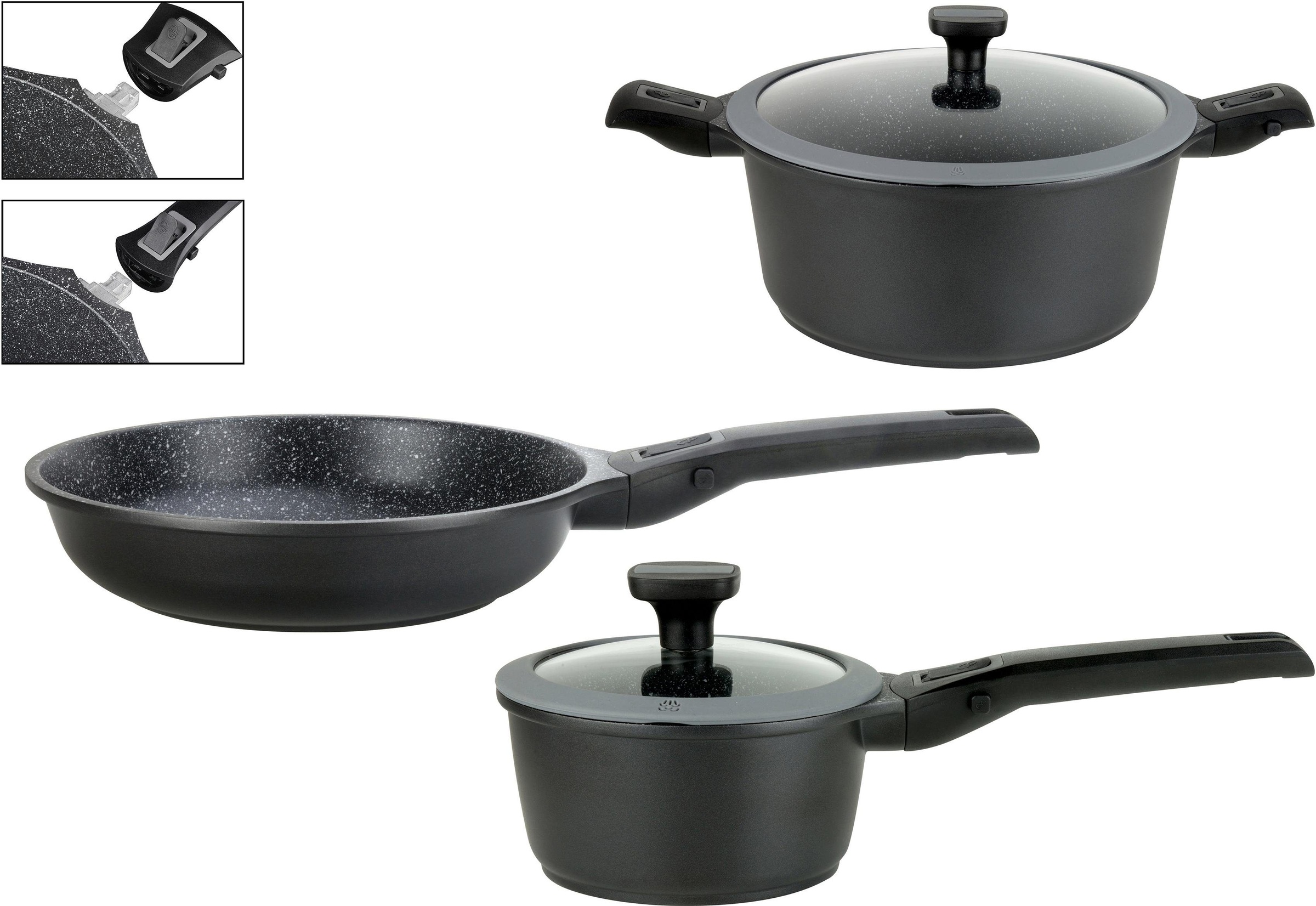 GSW Topf-Set »Easy Click« Aluminiumguss Set, 1x Kochtopf Ø 20 cm, 1x Stielk günstig online kaufen