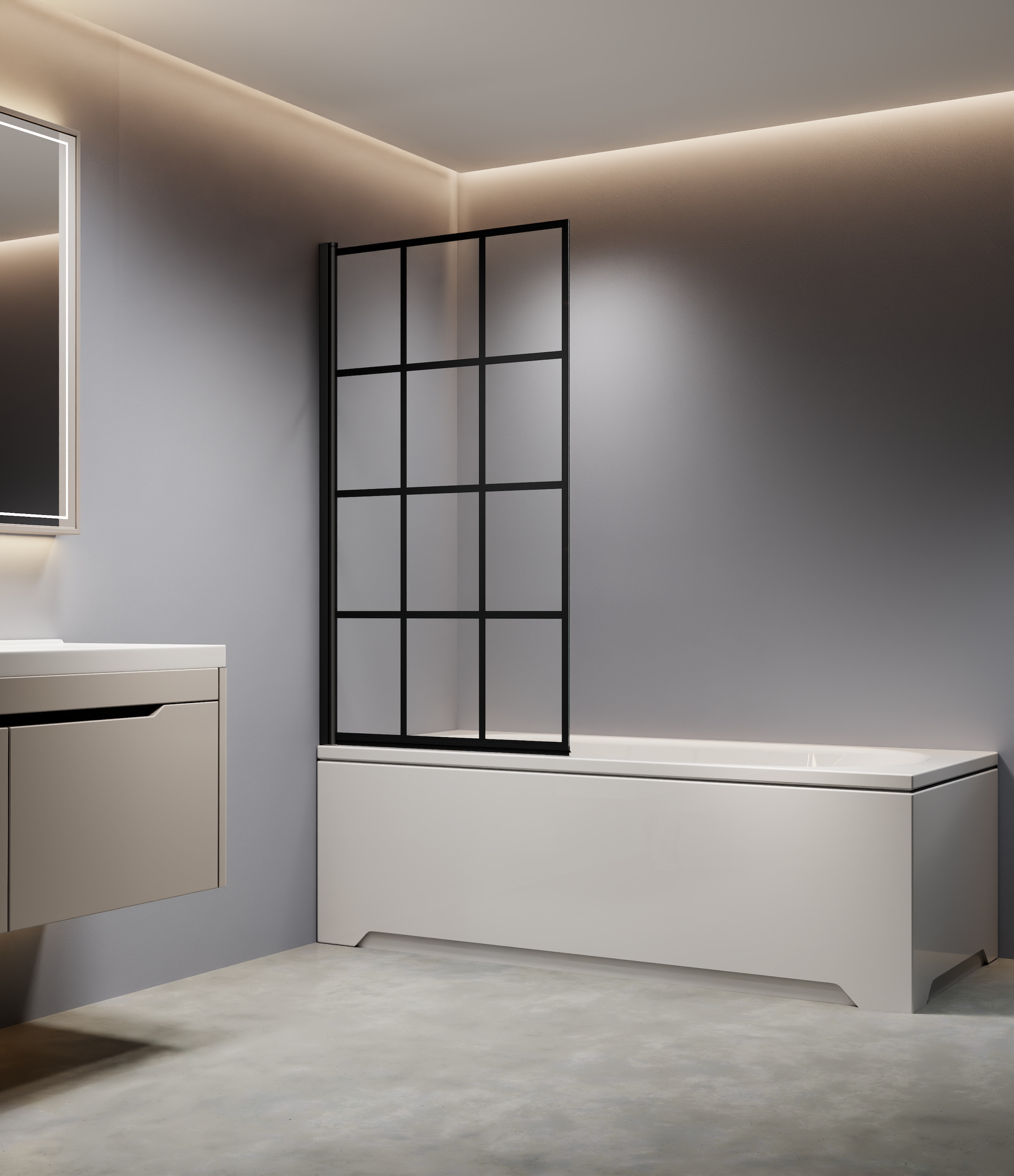 welltime Badewannenaufsatz 12-Geteilter Badewannenaufsatz in trendigem Schwarz