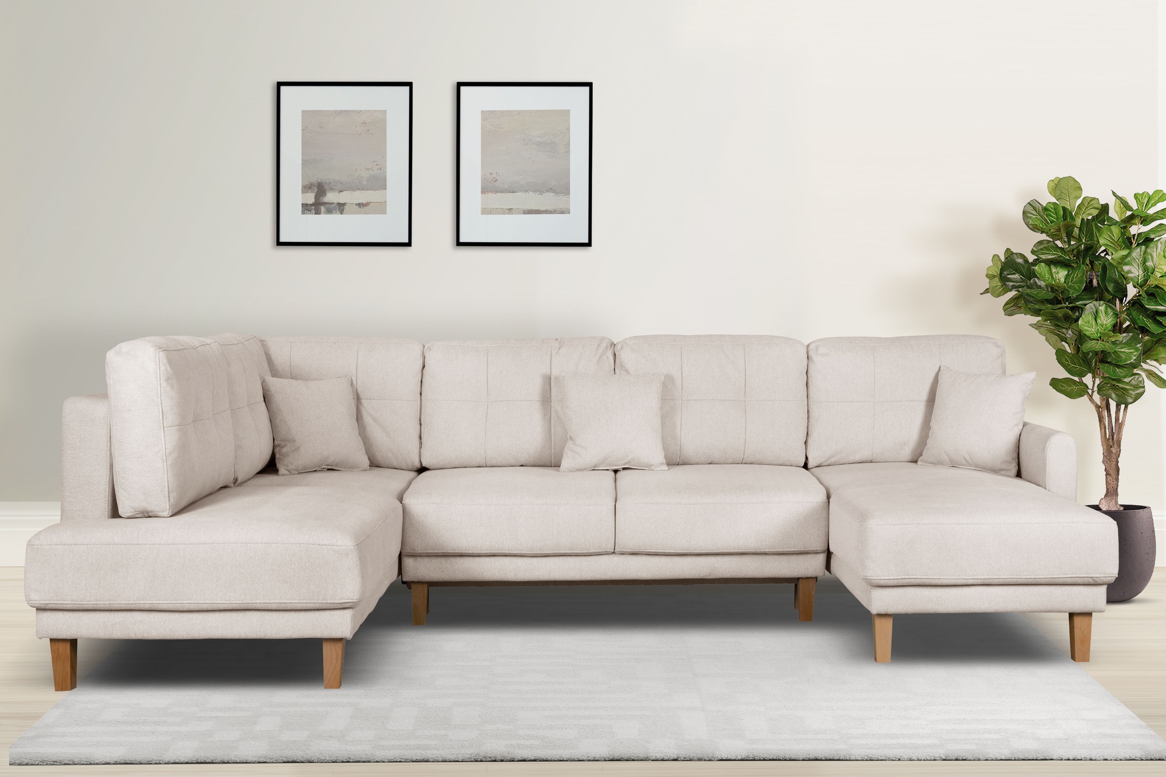 Home affaire Wohnlandschaft "TRIPLO U-Form wahlweise mit Schlaffunktion, B/ günstig online kaufen