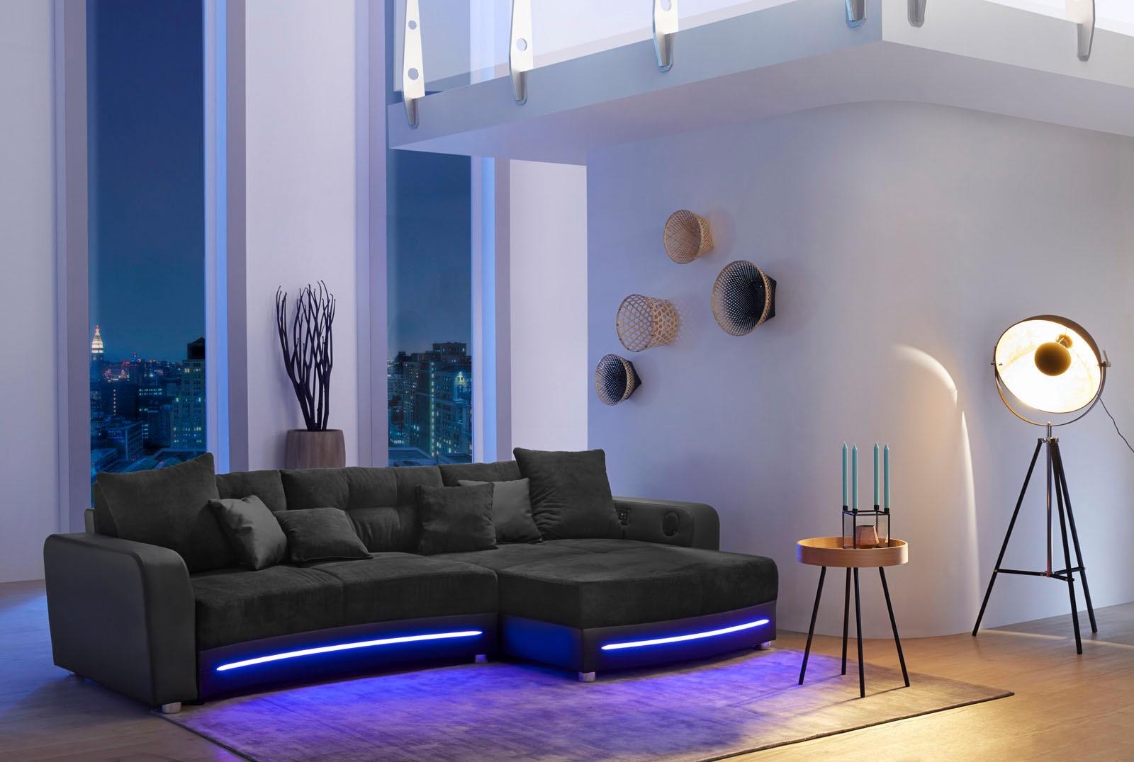 Jockenhöfer Gruppe Ecksofa Laredo, inklusive RGB-LED-Beleuchtung und Bluetooth-Soundsystem