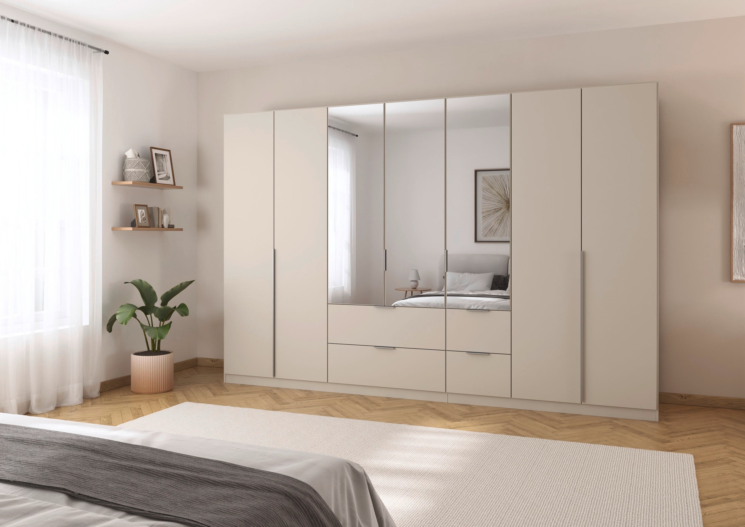rauch Drehtürenschrank »Kleiderschrank Schrank Garderobe AGORDO mit Dekor- oder Hochglanzfront«, (in zwei Griff-Farben mit Dekor- oder Hochglanzfront), mit Außenschubkästen, in 6 Breiten und 2 Höhen MADE IN GERMANY