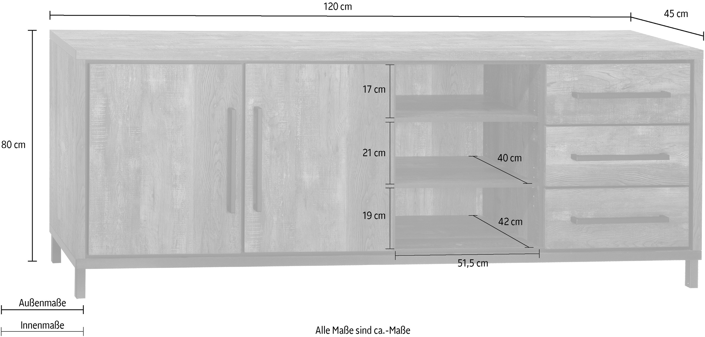 OMG Design Sideboard »Vasto«, mit Soft-Close, in zwei Breiten
