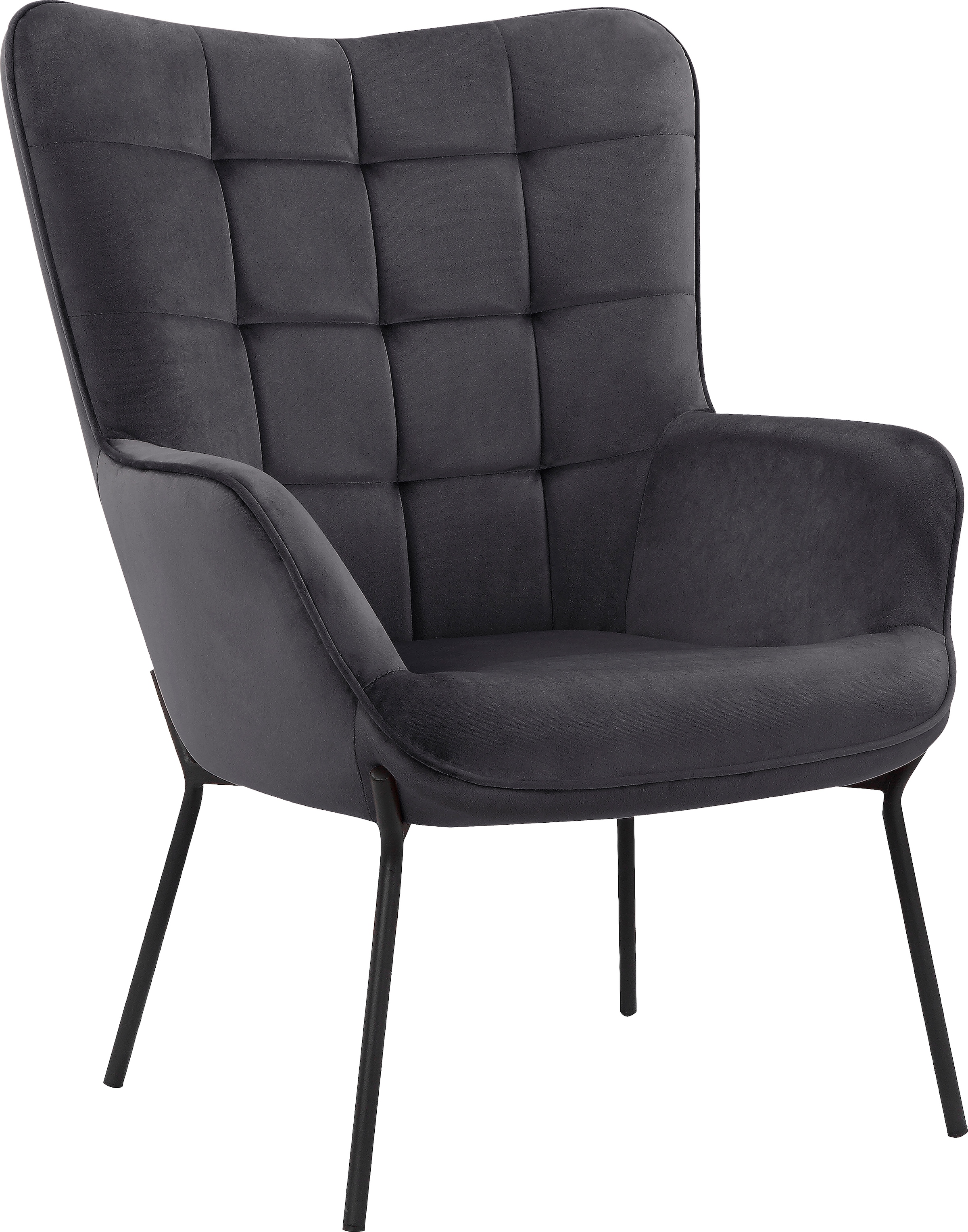 OTTO products Loungesessel »Luukas, Ohrensessel mit Metallbeinen,«, (1 St.), Stoff recyceltes Polyester, Sitz und Rücken gepolstert, Sitzhöhe 46 cm