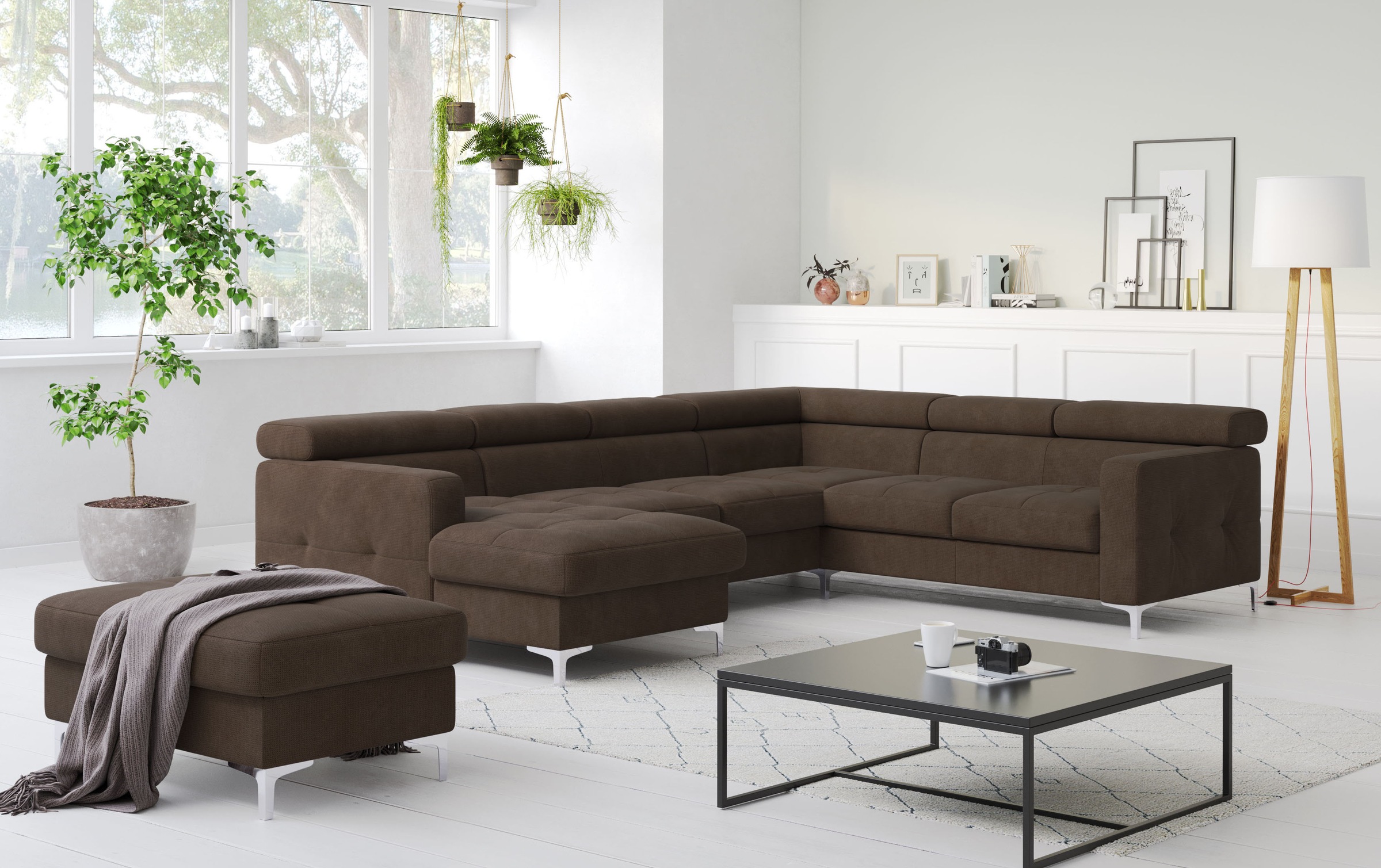 COTTA Wohnlandschaft »Sammy U-Form«, mit Kopfteilverstellung, optional mit Bettfunktion und Bettkasten