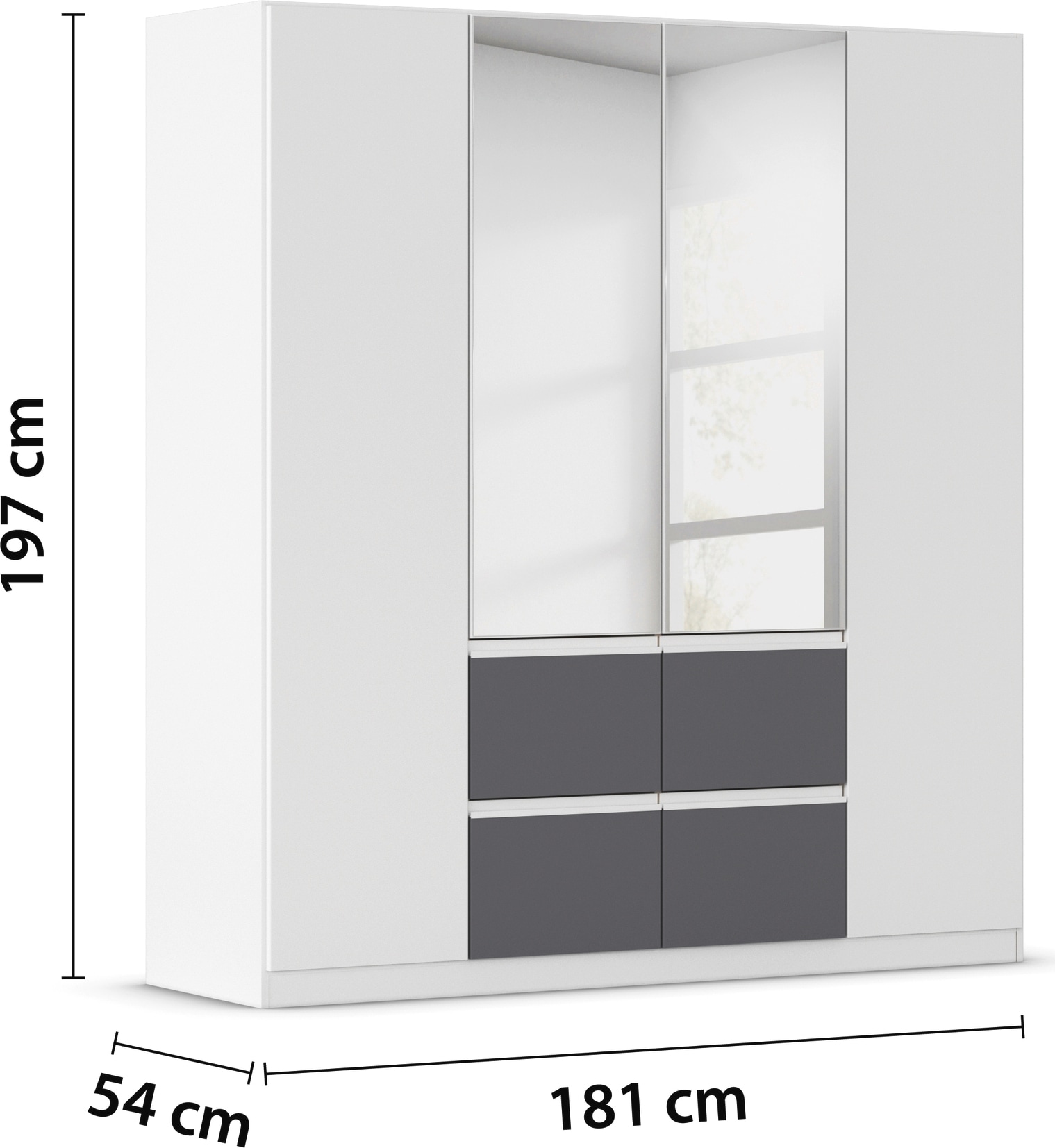 rauch Drehtürenschrank »Kleiderschrank Schrank Garderobe Wäscheschrank BRISTOL in 2 Breiten«, grifflose Front mit Push-to-Open Funktion in 2 Breiten MADE IN GERMANY