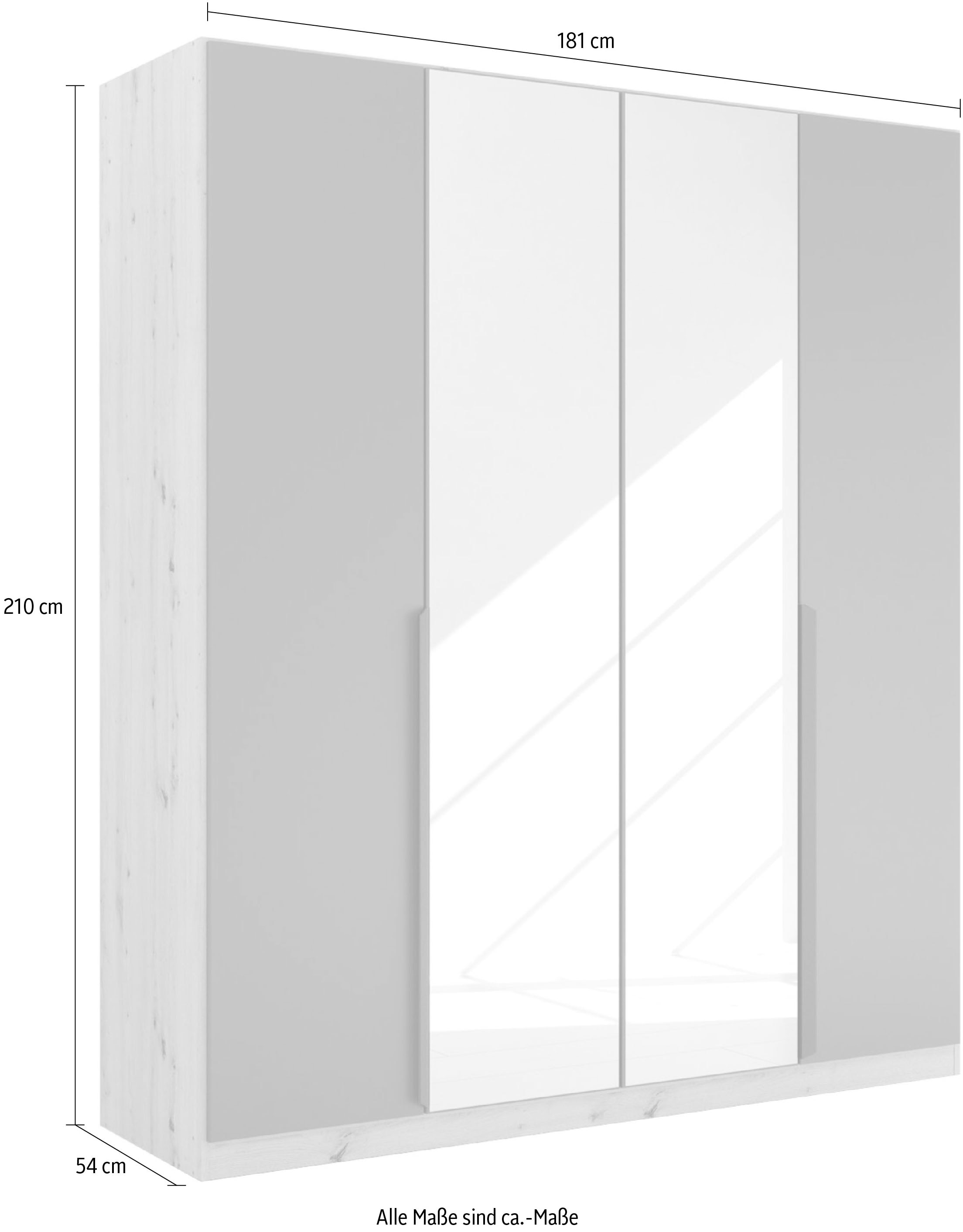 rauch Drehtürenschrank »Dark&Wood by Quadra Spin« im Industrial Style mit Metallgriffstangen, mit Spiegel