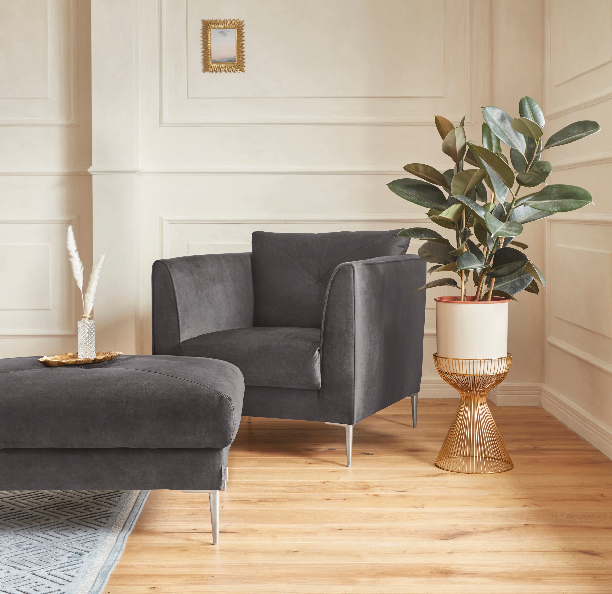 Guido Maria Kretschmer Home&Living Sessel »Chilltime, Loungesessel«, mit eleganter Kreuznaht im Rückenkissen
