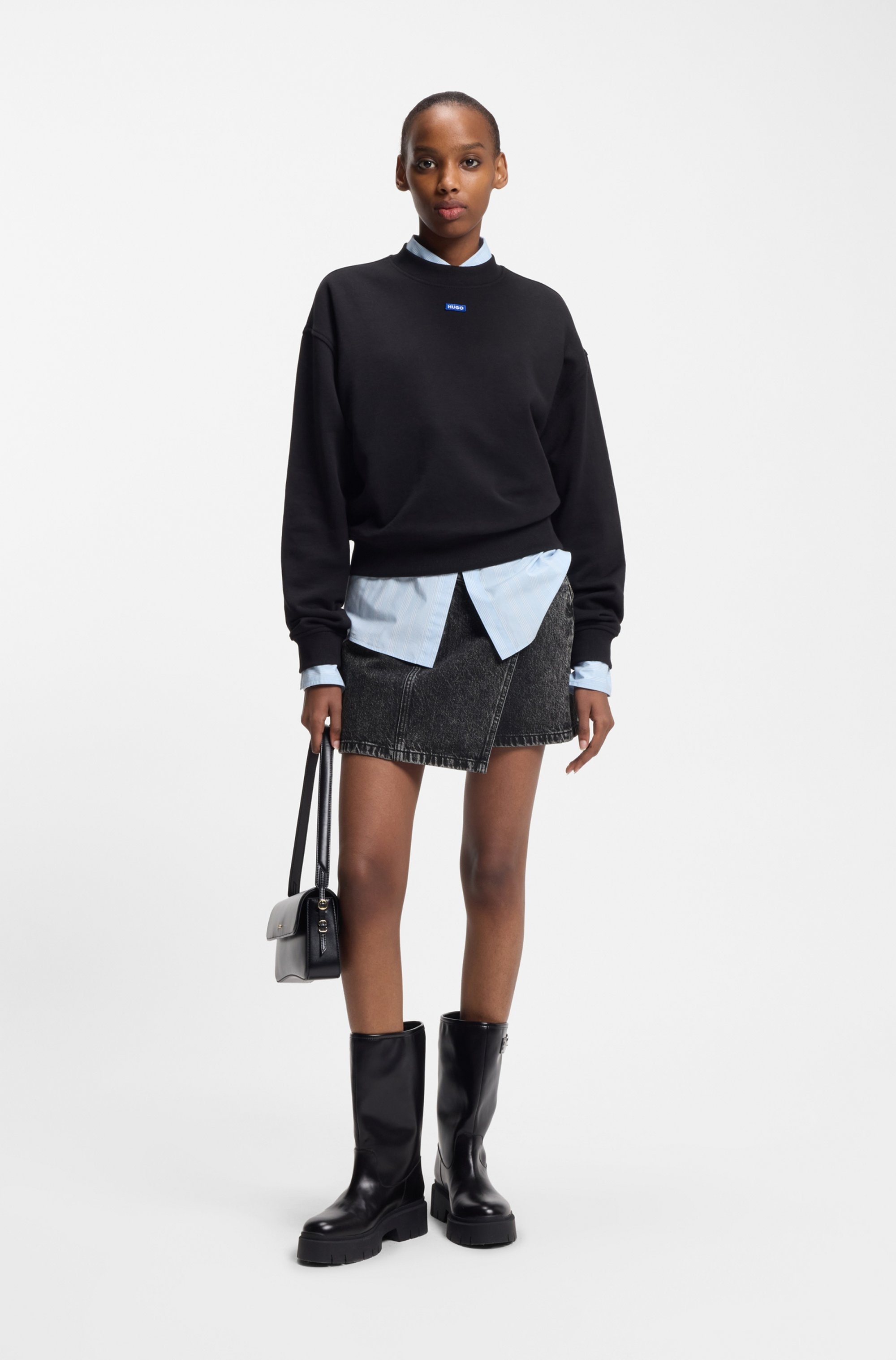 HUGO Blue Jeansrock »Galaxy« mit asymmetrischem Bund, Mini-Länge