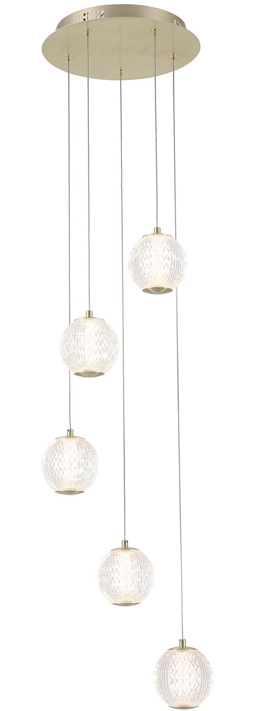 Searchlight LED-Hängeleuchte »Hängeleuchte Allure, 5-flammig«, 5 flammig, Leuchtmittel LED-Modul | LED fest integriert, Eiskugel-Optik