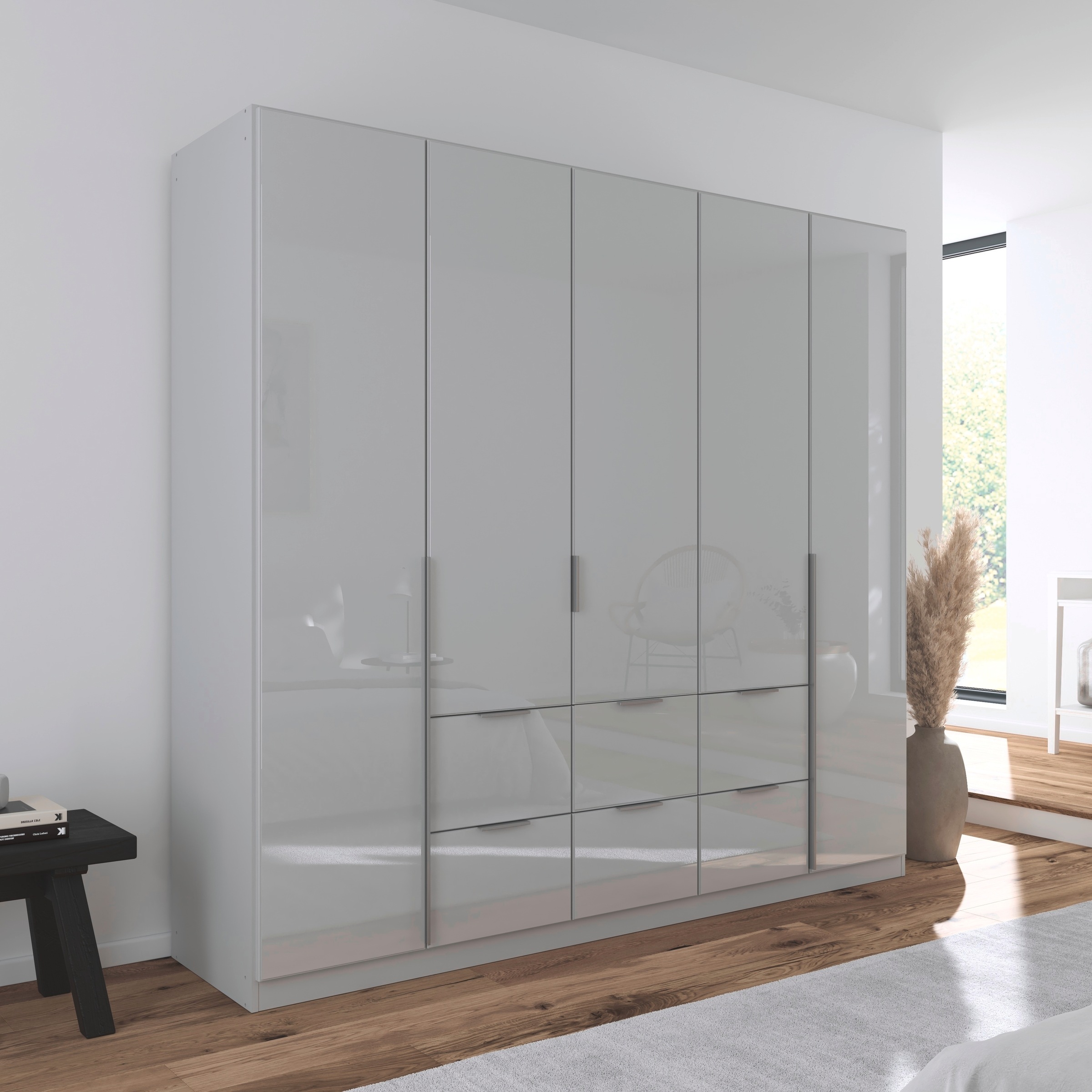 rauch Drehtürenschrank »Kleiderschrank Kleiderschränke Schrank Garderobe AGORDO mit Glasfront«, mit Außenschubkästen, in 6 Breiten und 2 Höhen MADE IN GERMANY