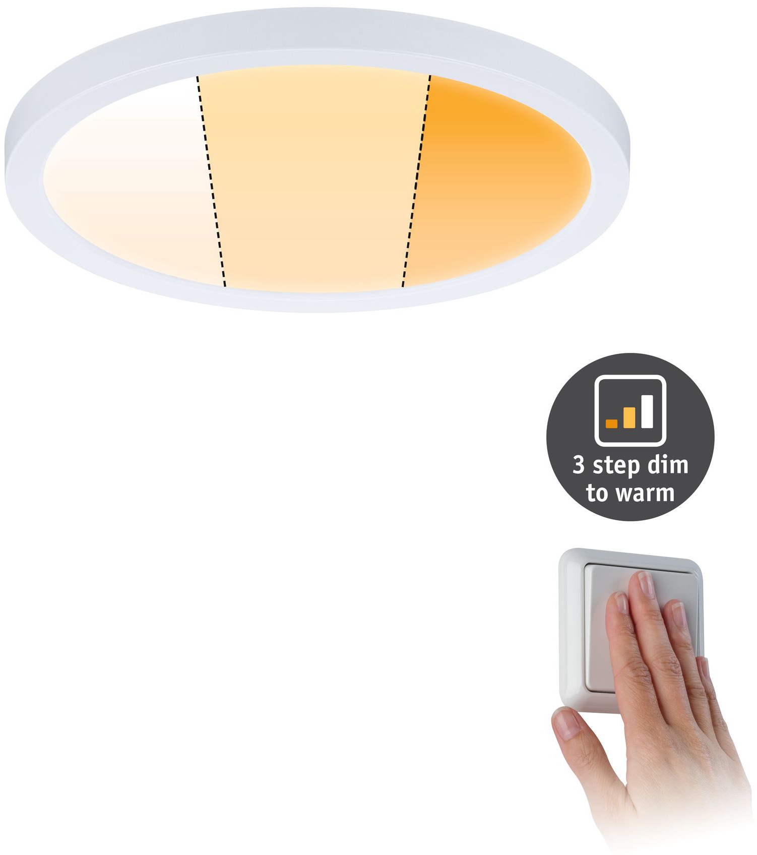 Paulmann LED Bad-Einbauleuchte »Areo«, Schutzart IP44, WarmDim-Stepschaltung, Ø 17,5 cm, inkl. LED Leuchtmittel