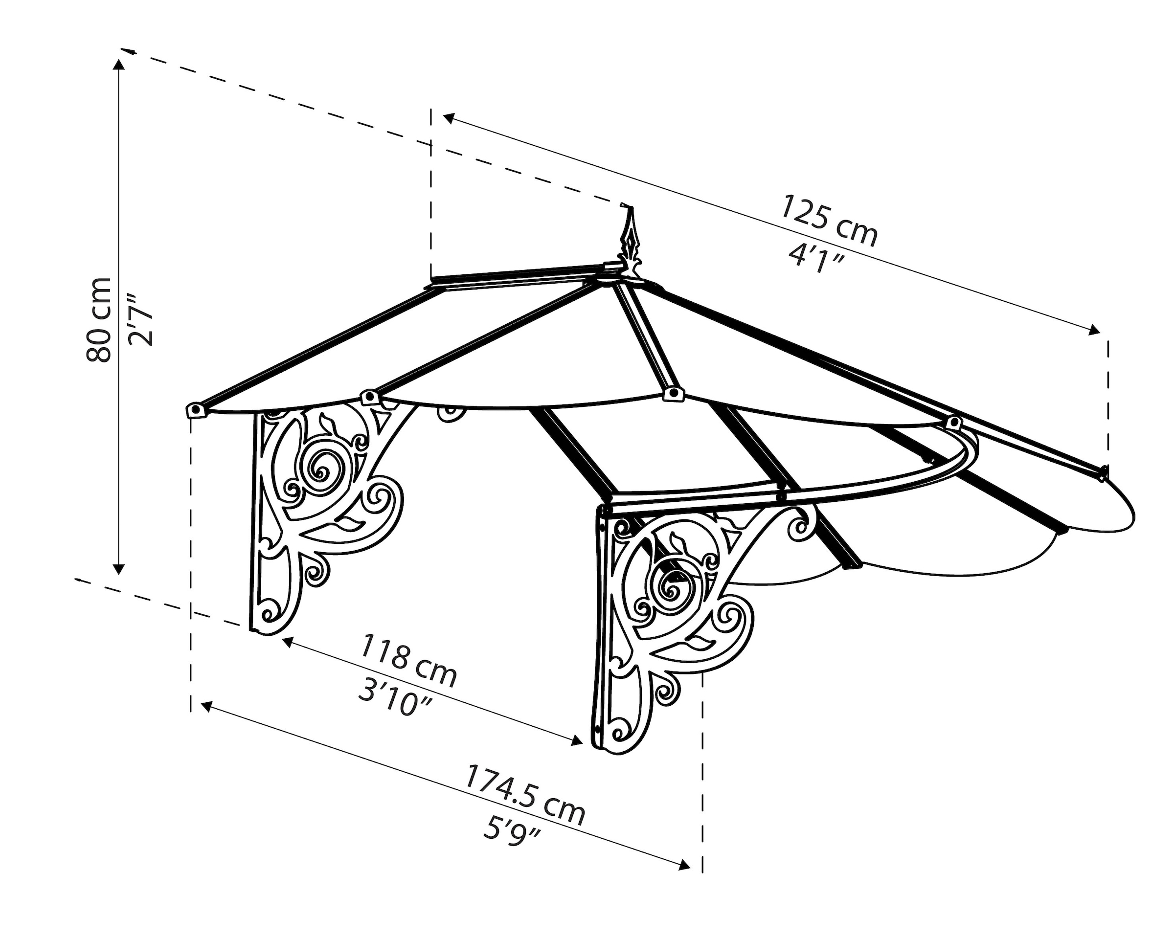 Palram - Canopia Bogenvordach »Lily Alu Vordach«, robuste Aluminiumstruktur