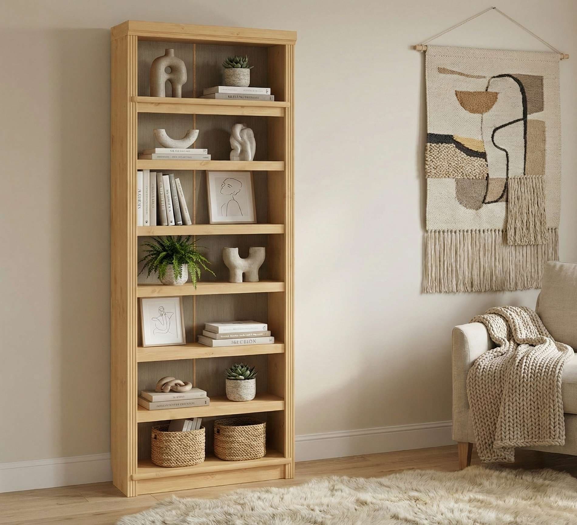 OTTO home Bücherregal »Soeren Regal B/T/H: 80/29/220 cm« 7 offene Fächer, massive Kiefer, FSC®-zertifiziert