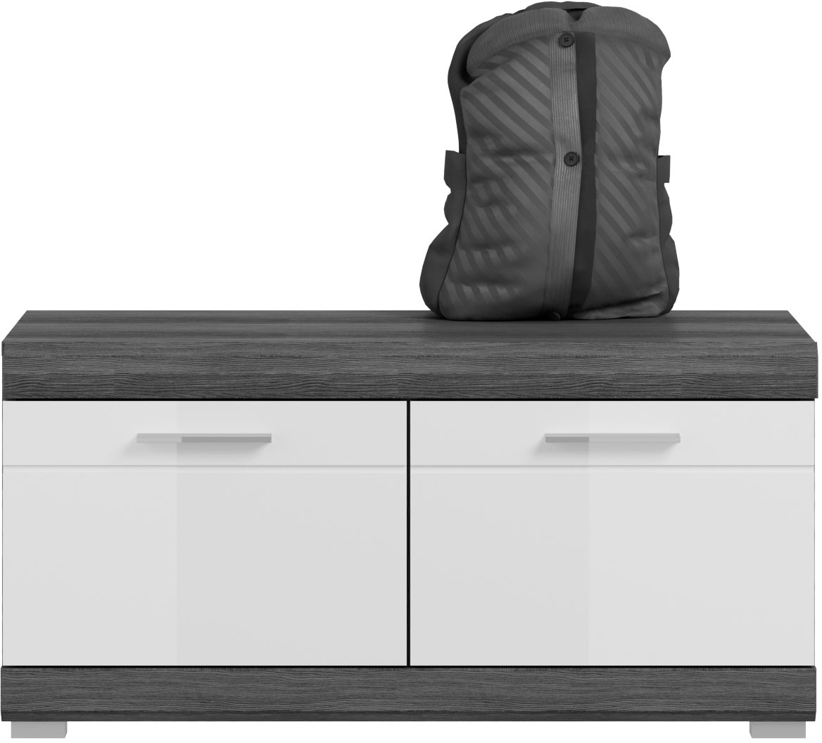 INOSIGN Sitzbank »Siena, Breite 90 cm, 2 Türen, 2 Einlegeböden, 4 Fächer«, Front-Rillenfräsung, Bank, Schuhbank, Garderobenbank,Dielenbank