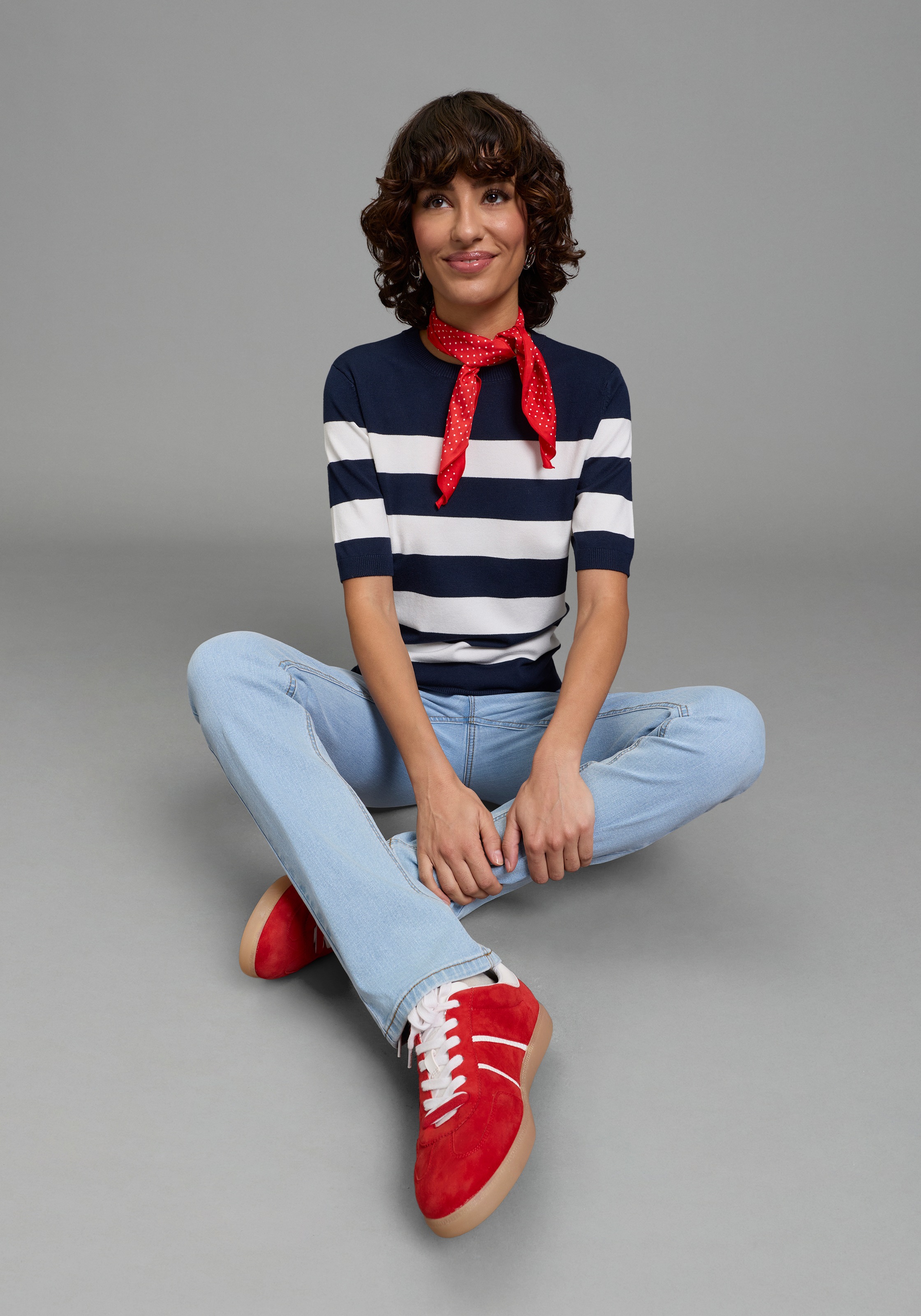 Flashlights Kurzarmpullover aus Viskosemischung mit modernem Schnitt