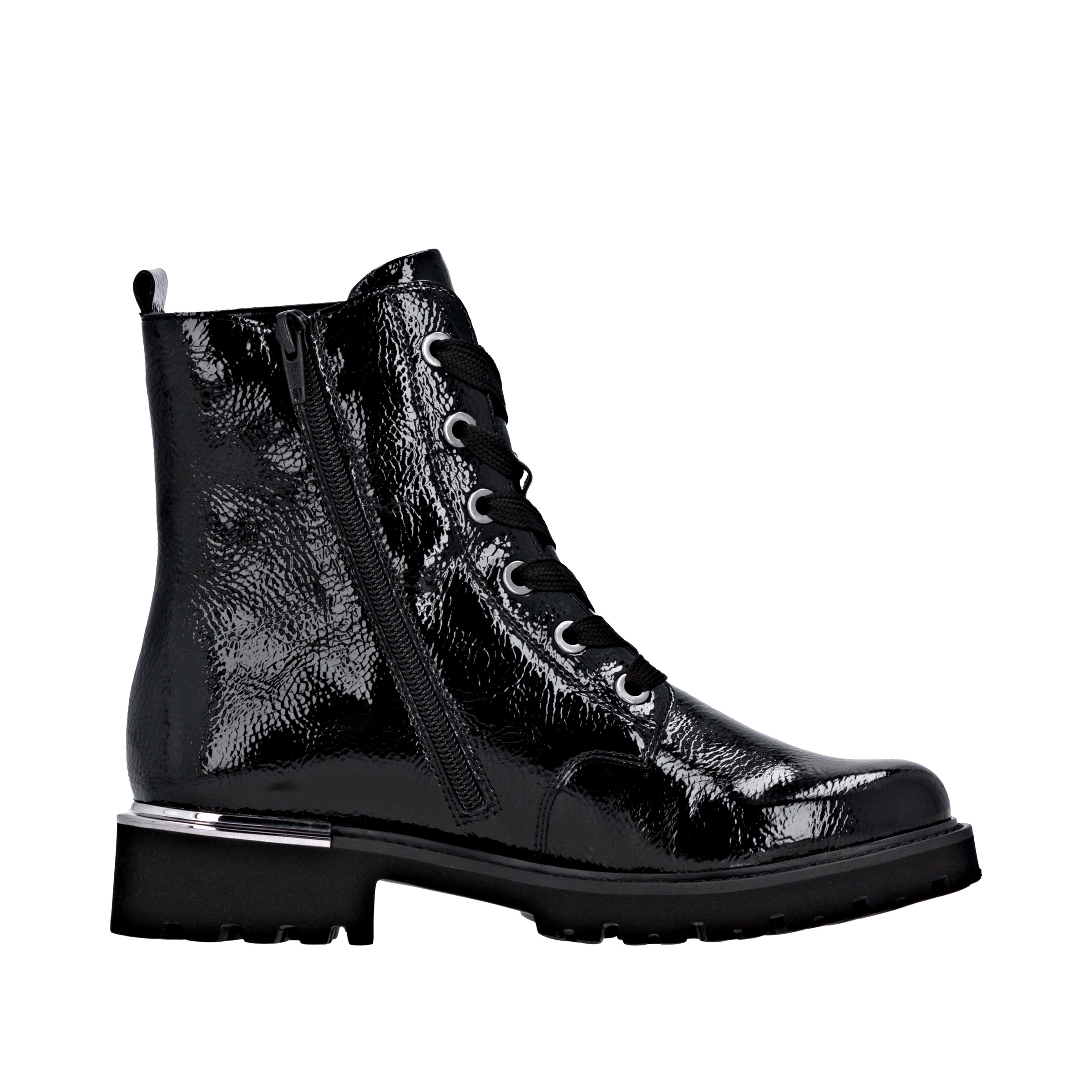 Remonte Schnürstiefelette, Blockabsatz, Schnürboots im Kroko-Look, Innenreißverschluss