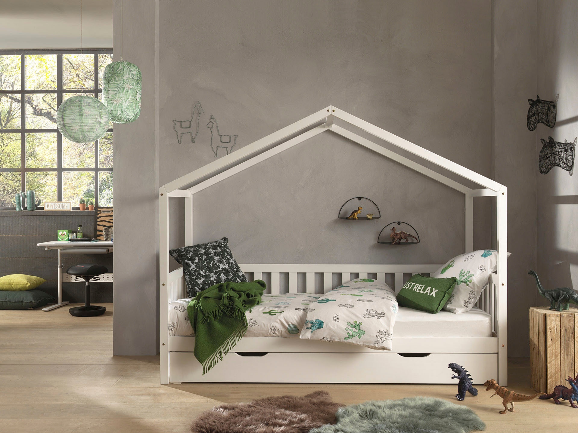 Vipack Hausbett "Dallas, mit Dachaufbau, Kiefer massiv, stabil gebaut", (B/ günstig online kaufen