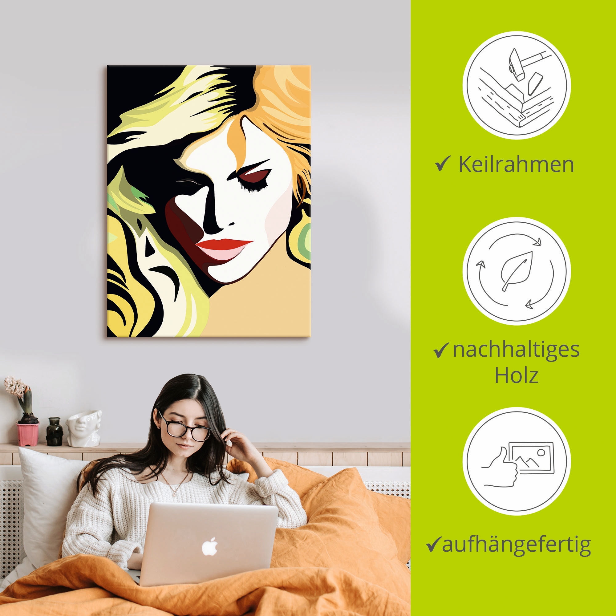 Artland Wandbild »Schöne Frau«, Frau, (1 St.), als Alubild, Outdoorbild, Leinwandbild, Wandaufkleber, versch. Größen
