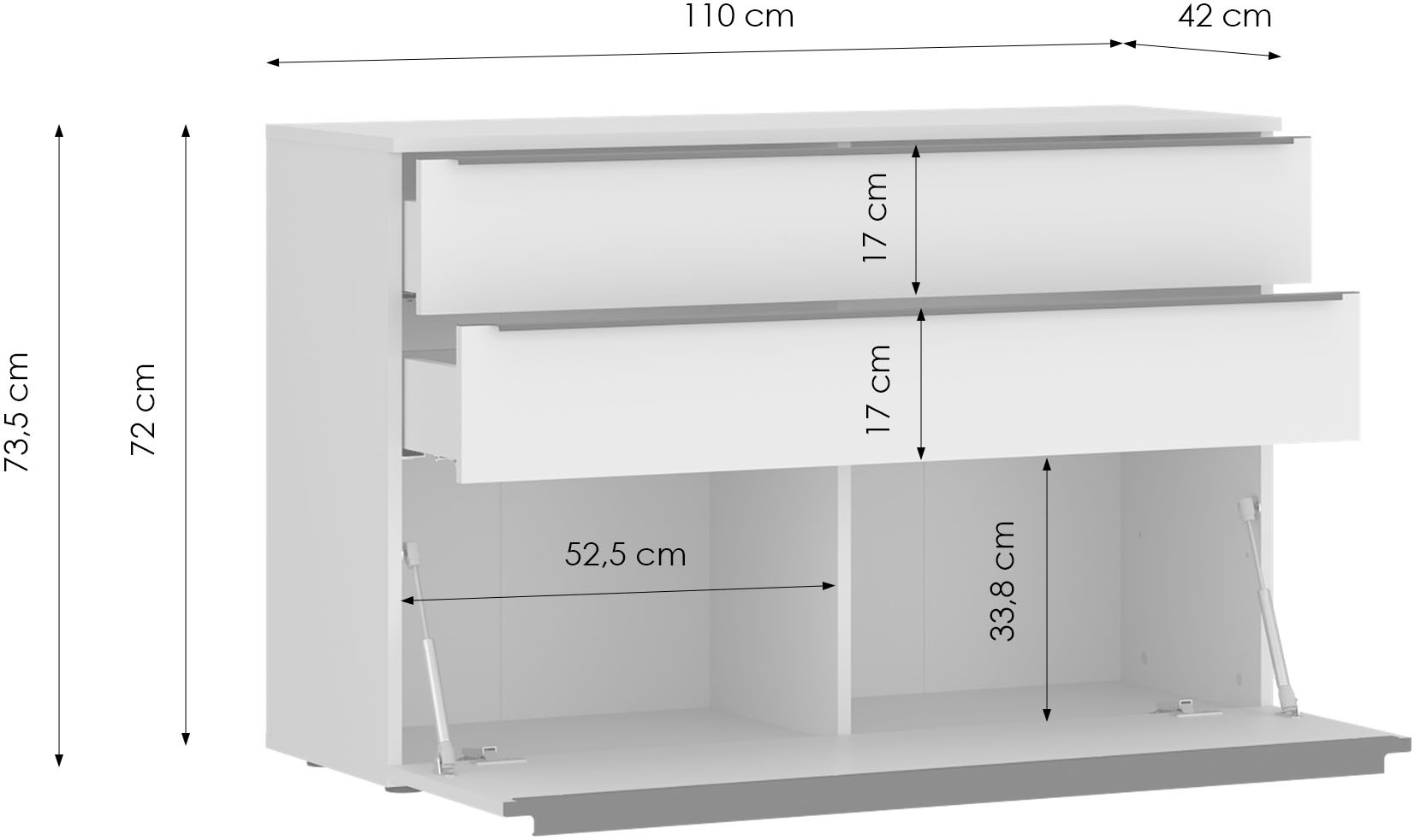 TOM TAILOR HOME Kommode Lowboard, Breite 110 cm,1 Klappe,2 Schubladen, viel Stauraum