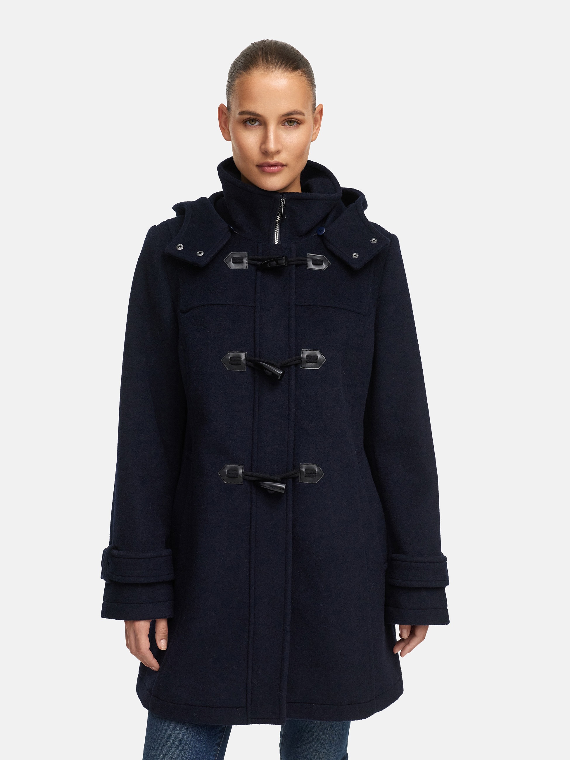 MANISA Dufflecoat mit abnehmbarer Kapuze und Knebelverschlüssen navy 40 40 Dufflecoat für Damen von MANISA