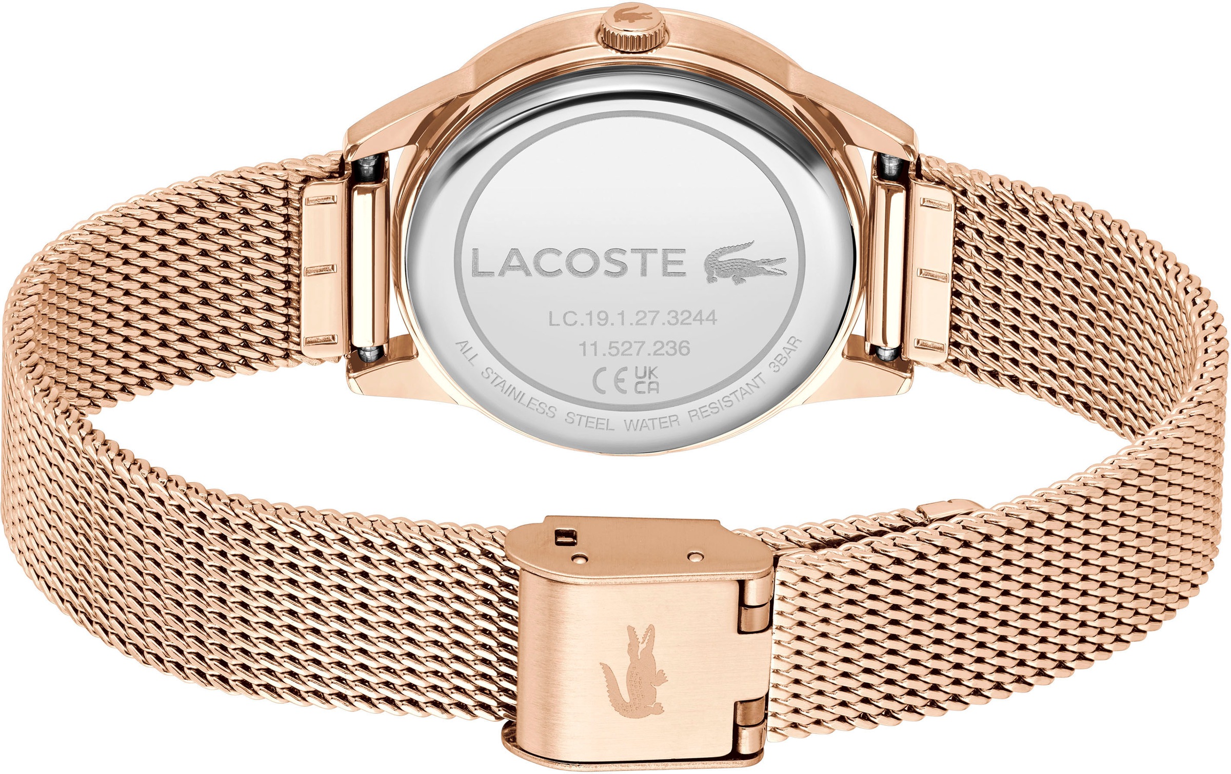 Lacoste Quarzuhr »STARGAZE«, Armbanduhr, Damenuhr, Glaskristalle, Edelstahlarmband, Herz