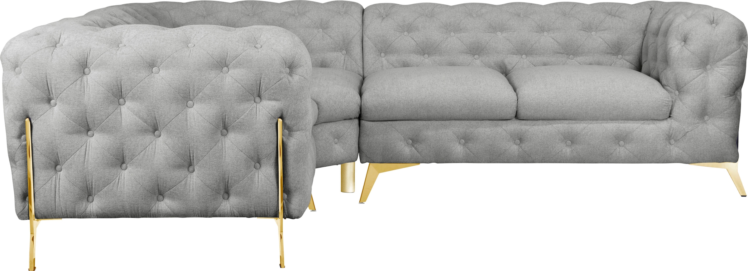 Leonique Chesterfield-Sofa »Amaury L-Form«, moderne Chersterfield-Optik, Breite 262 cm, Fußfarbe wählbar
