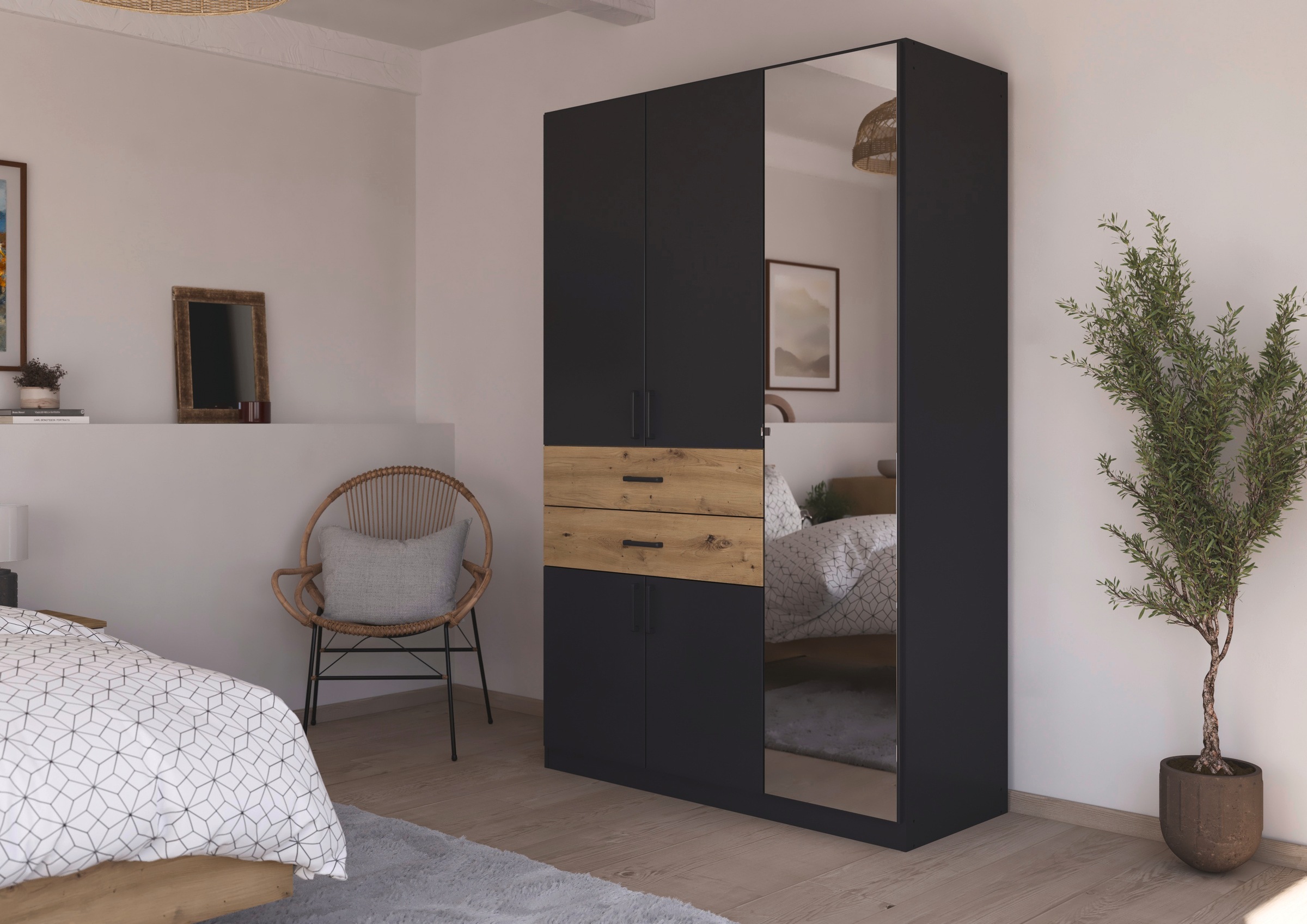 rauch Drehtürenschrank "Maika" mit Spiegel, 2 Schubladen, in verschiedenen günstig online kaufen