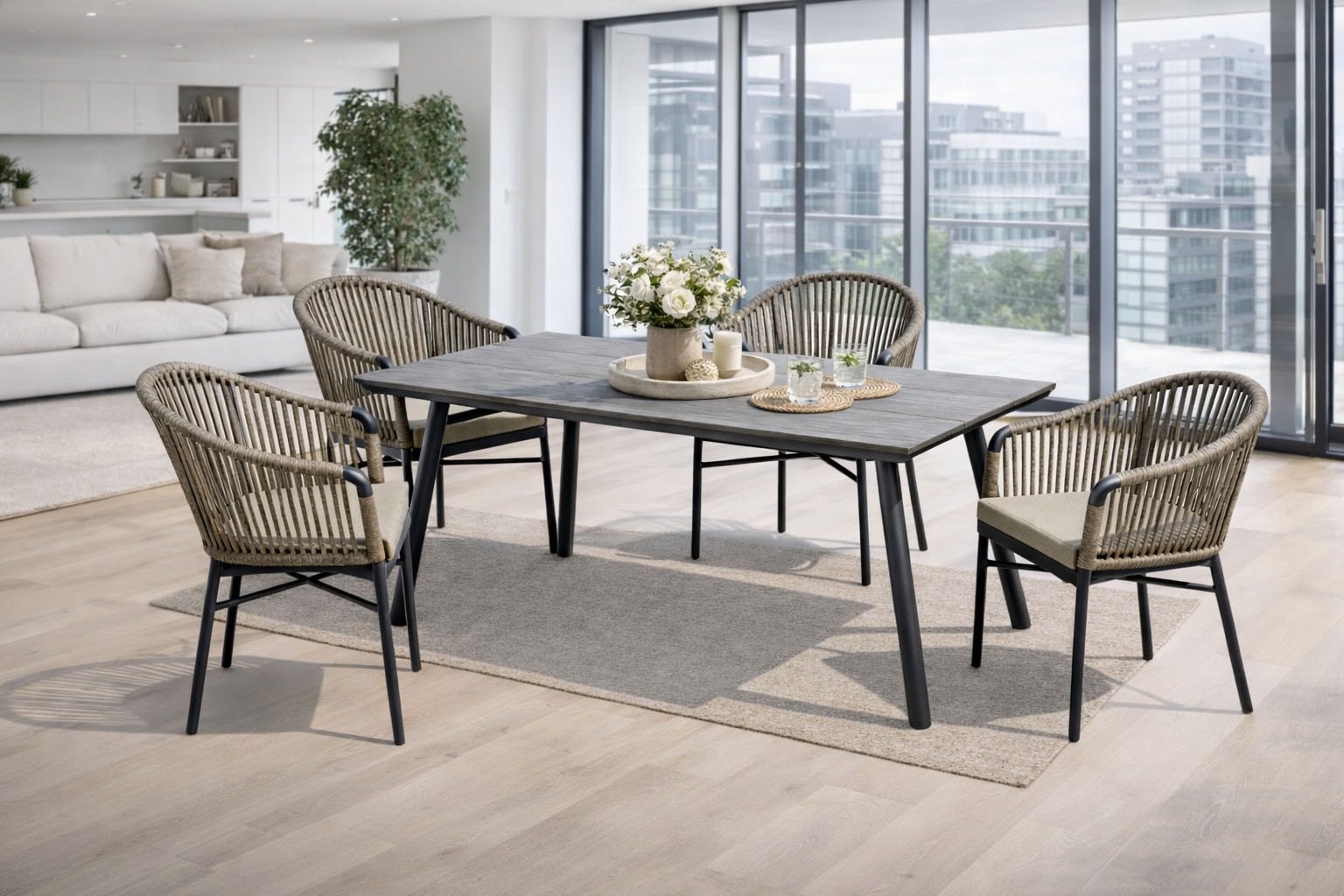 Destiny Garten-Essgruppe »TORNO SAN MARINO« Set, 5 tlg. Essgruppe 4 Se + Tisch 180x90 cm RE, anth.