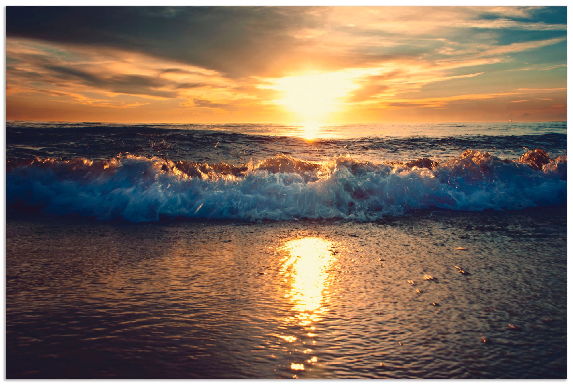 Artland Wandbild »Sonnenuntergang am kaufen Raten Meer«, Gewässer, auf oder versch. Poster Alubild, (1 Wandaufkleber Größen in als Leinwandbild, St.)