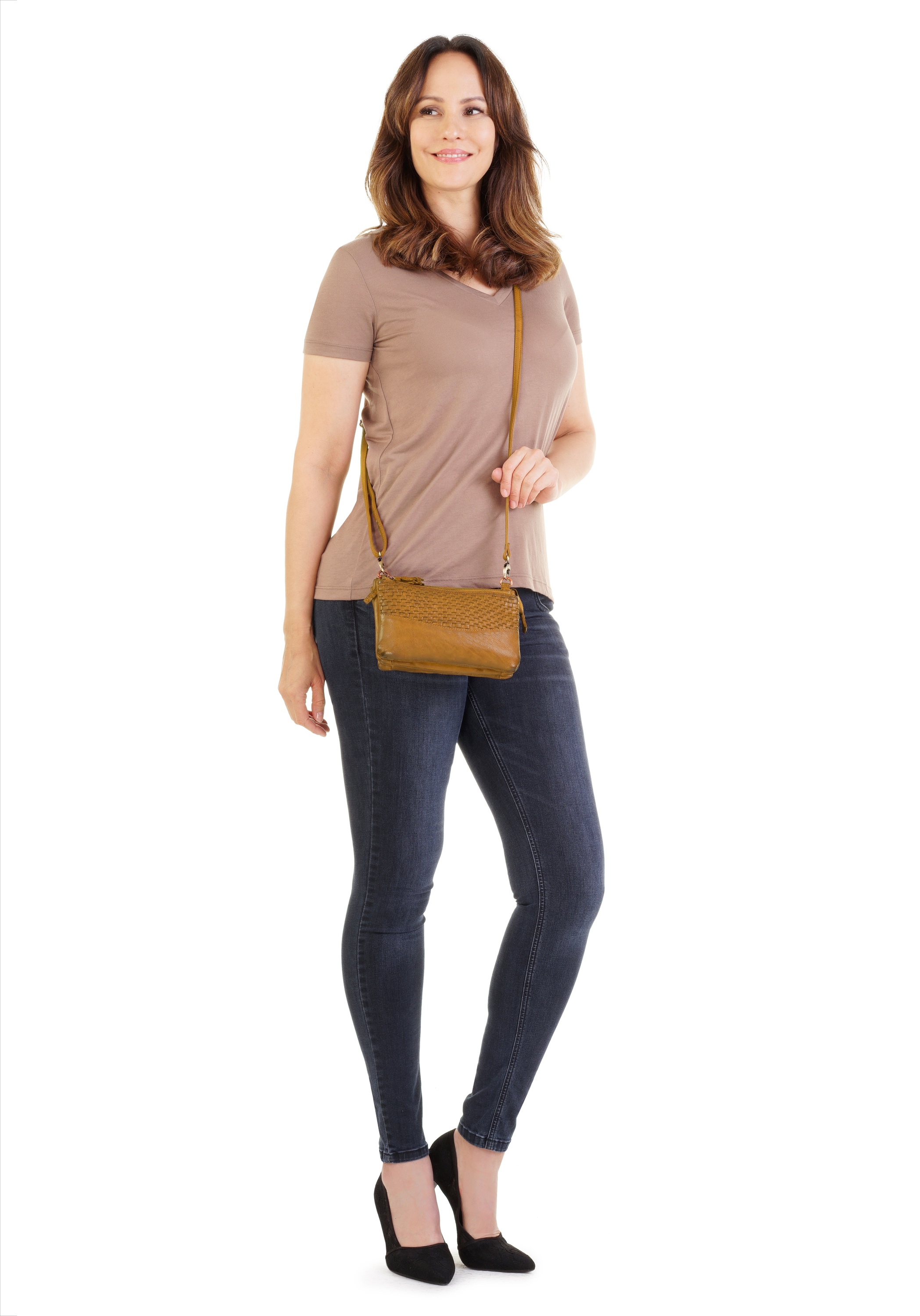 Samantha Look Umhängetasche, echt Leder, Made in Italy