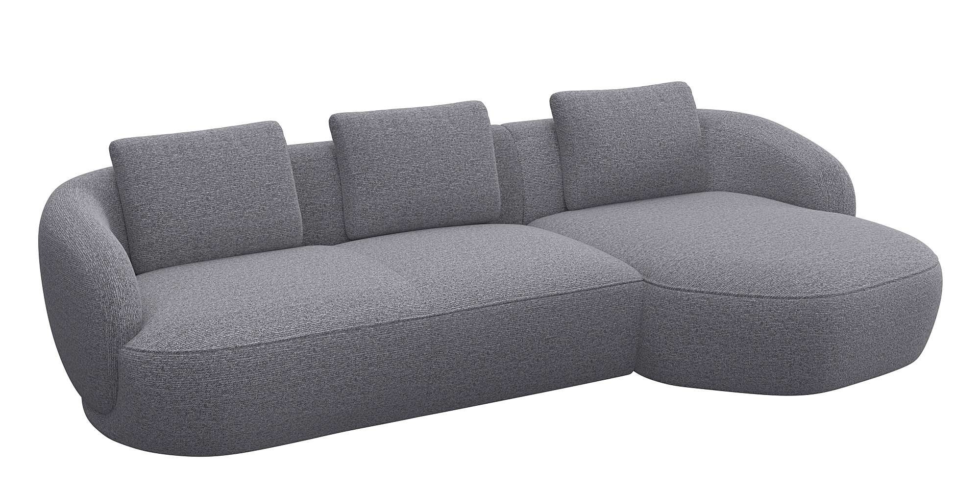 FLEXLUX Wohnlandschaft »Torino, rund, L-Form, Sofa-Ecke mit Recamiere, Longchair-Sofa«, Modernes, organisches Sofa-Design, Kaltschaum, Wellenunterfederung