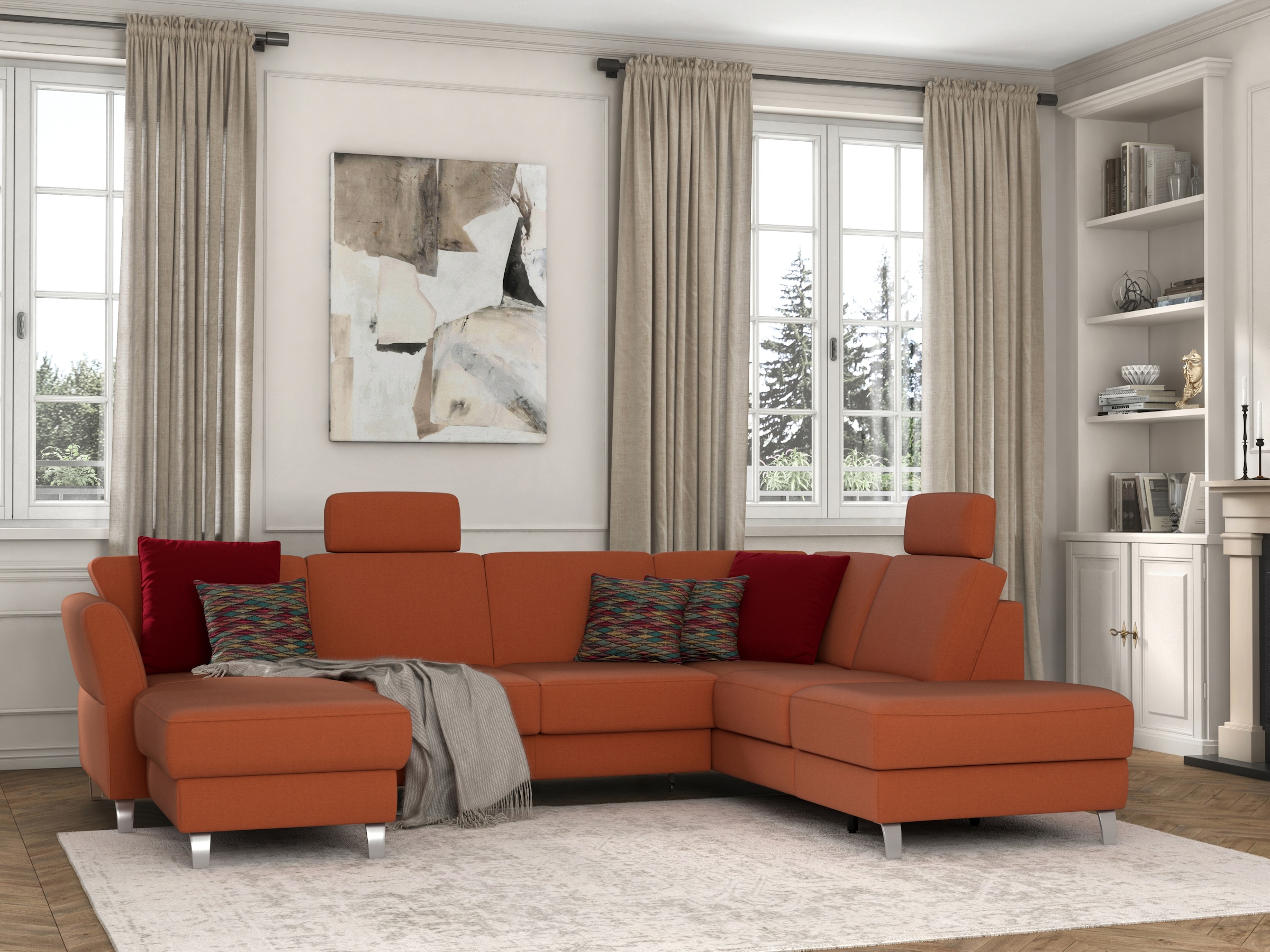 sit&more Wohnlandschaft »Visby U-Form«, Wahlweise mit Bettfunktion und Stauraum, frei im Raum stellbar