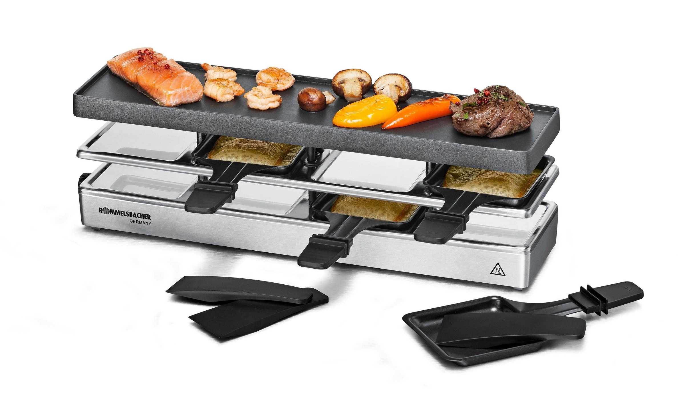 ROMMELSBACHER Raclette »RC 800« 4 Stk. Raclettepfännchen 730 W silberfarben